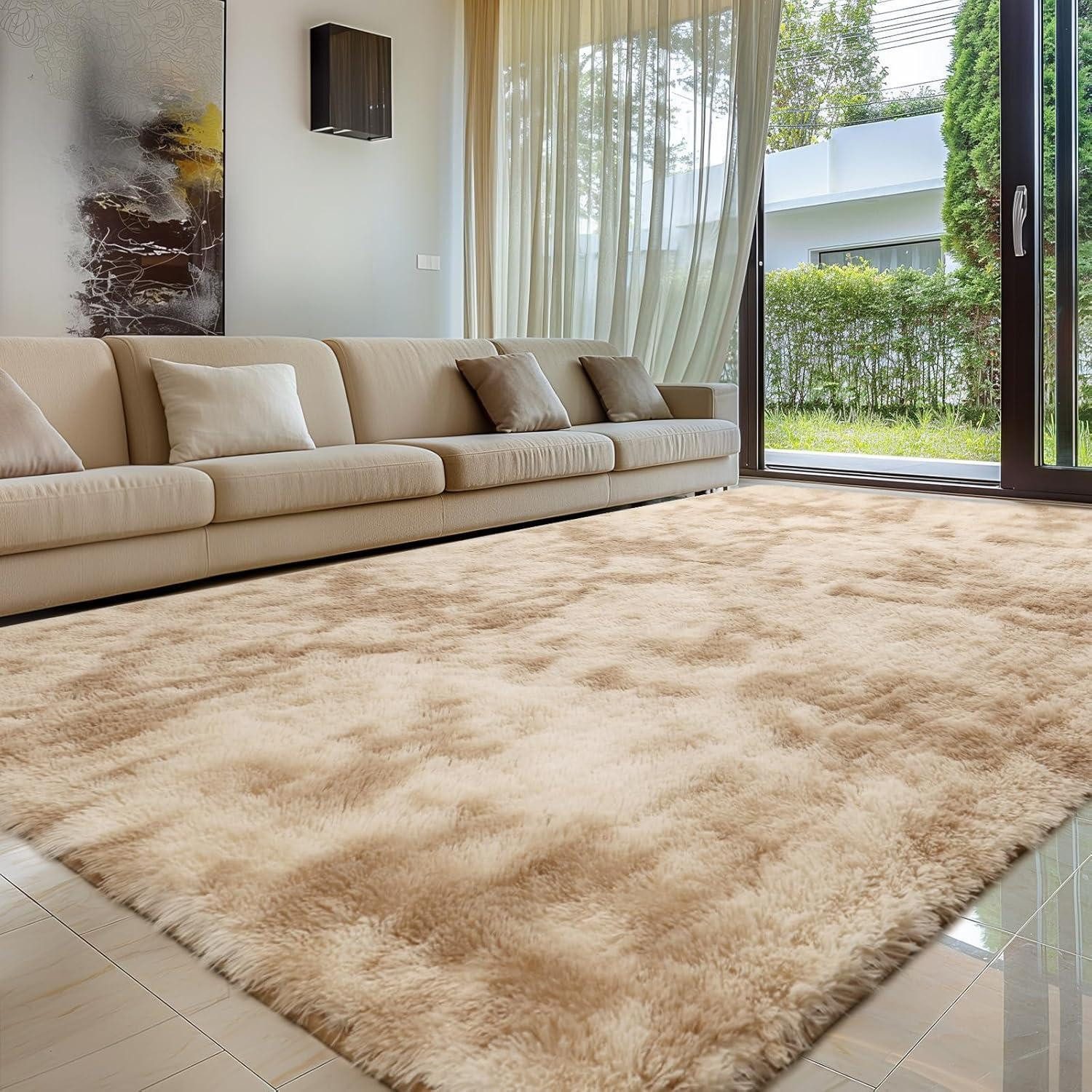 LuxusKollektion Hochflor-Teppich Teppich Hochflor Grau 200x300 Waschbar Khaki 200 x 300 cm (Rechteckig)