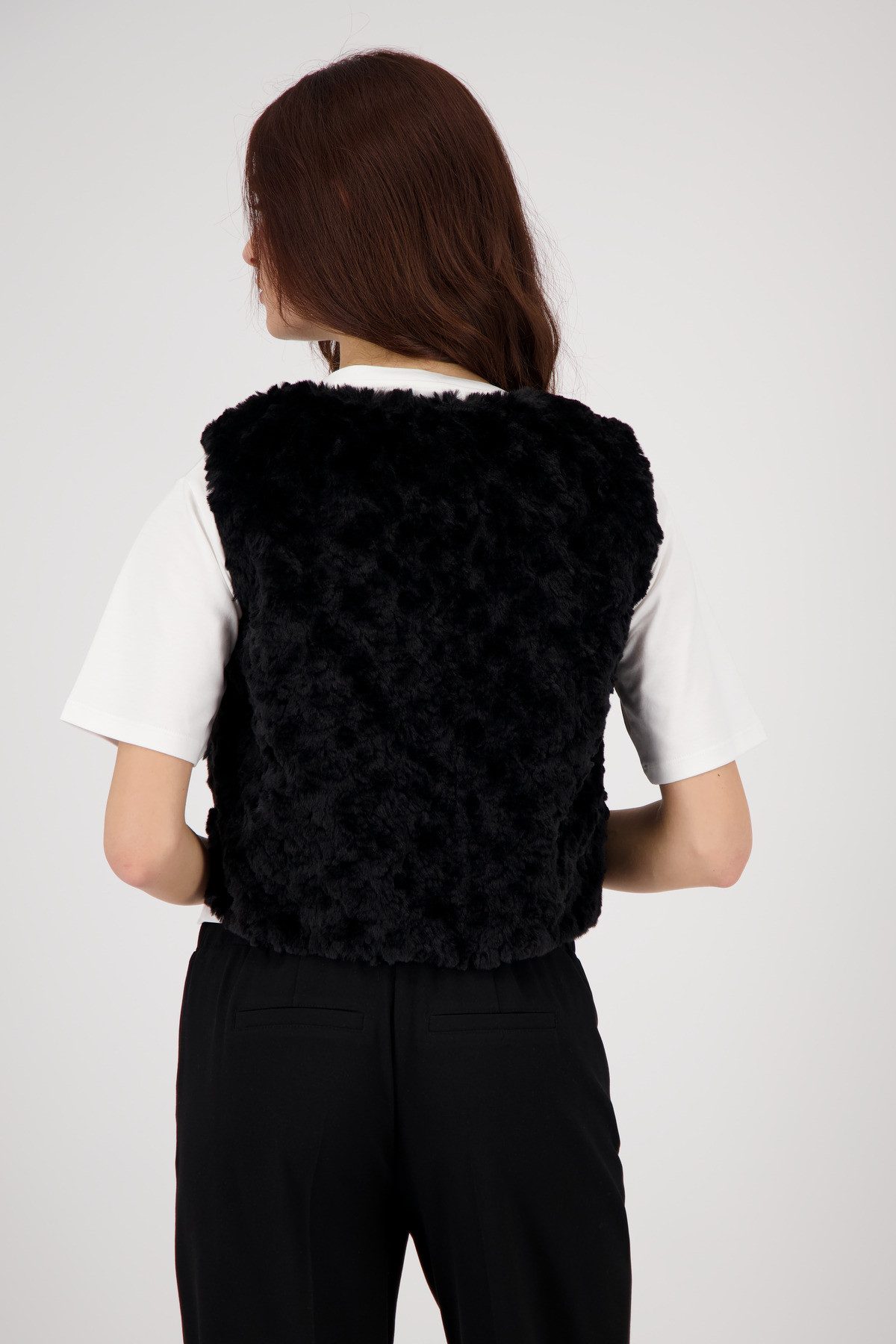 Monari Fellimitatweste Weste fake fur Mit Rundhalsausschnitt günstig online kaufen