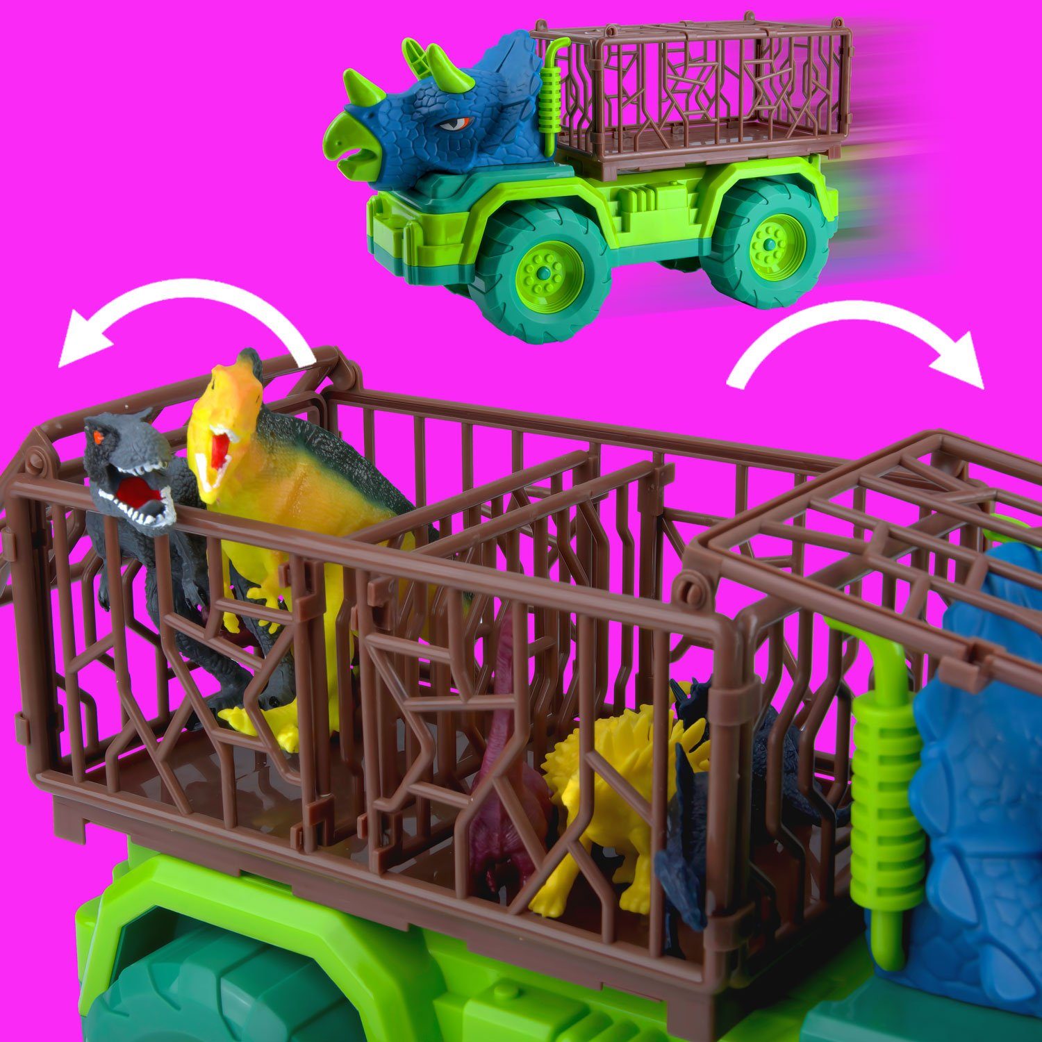 Goods+Gadgets Spielfigur GOODS+GADGETS Dinosaurier Spielset mit Figuren, Truck & Spielmatte, (Abenteuer Tier-Welt, Spielset für Kinder), mit Truck und Spieletep – Bild 4 von 5