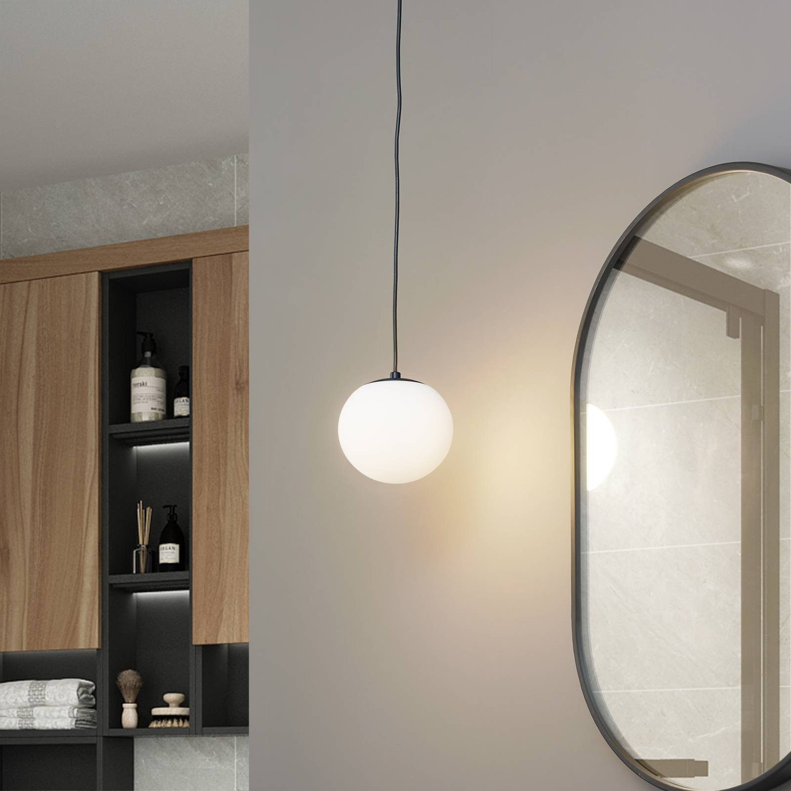 Lucande Hängeleuchte Bidolo, Glas Weiß IP44, 1 x 10 W LED