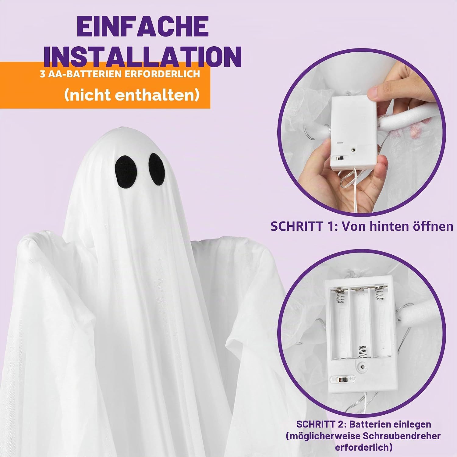 JOYIN Dekofigur JOYIN Halloween Hexenpfähle Gartendeko mit bunten leuchtenden Köpfen – Bild 3 von 5