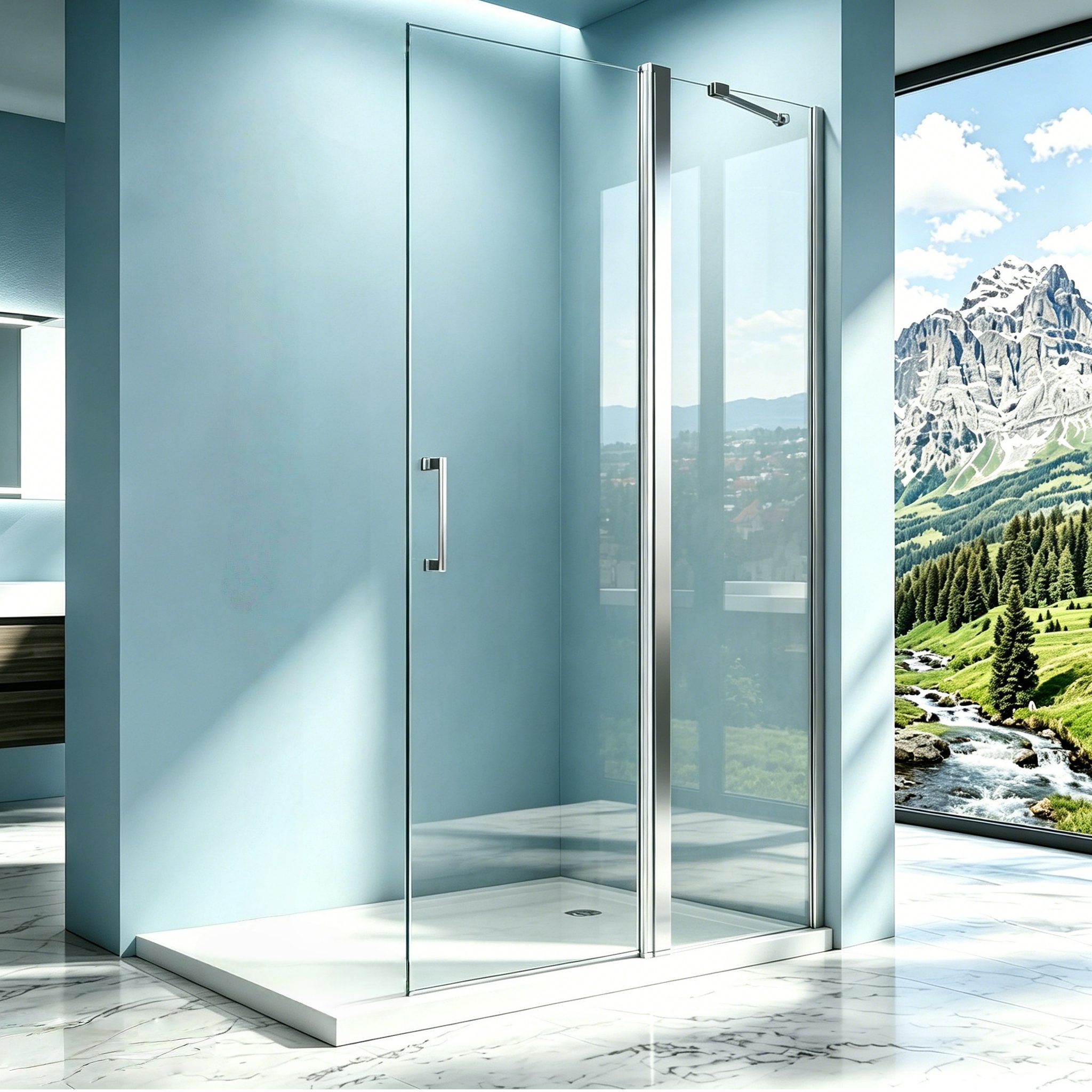 Walk-in-Dusche Duschwand Duschabtrennung Glas Duschtür Falttür