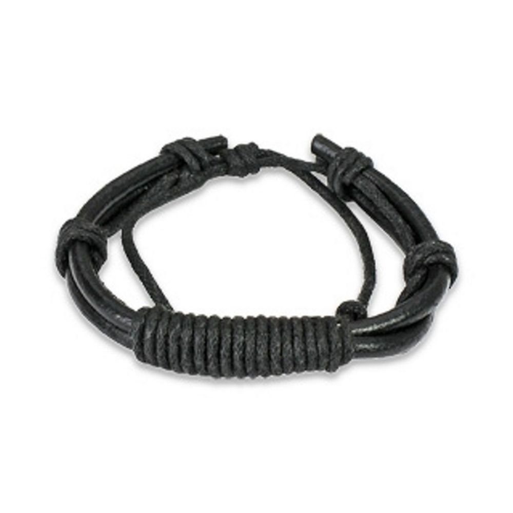 BUNGSA Armband Armband Leder Armschmuck Knotenverschluss 1-tlg), Bracelet Armband, Unisex aus (1 schwarz