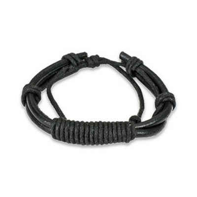 BUNGSA Armband Armband Knotenverschluss schwarz aus Leder Unisex (1 Armband, 1-tlg), Bracelet Armschmuck