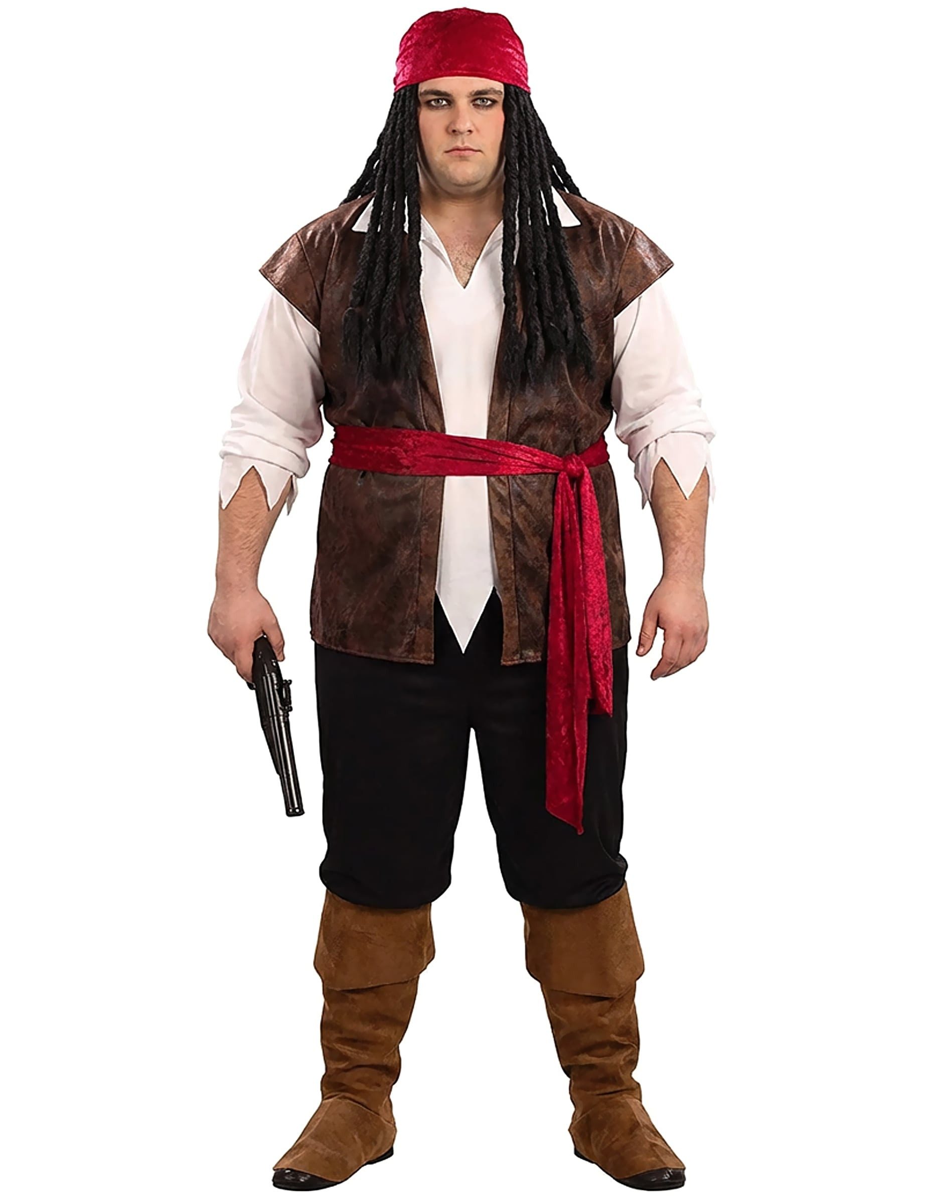 Kostüm Piraten-Kostüm in Übergrösse Karneval-Kostüm 6-teilig braun-rot-weiss