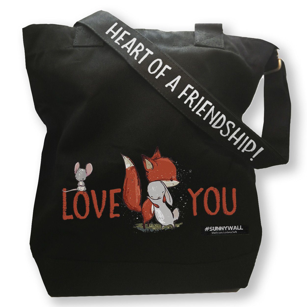 Sunnywall Freizeittasche Freizeittasche Canvas Fuchs & Hase - Heart of a Friendship / Love You | Reisetaschen