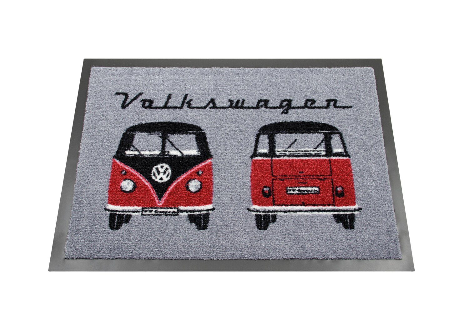 Fußmatte Volkswagen Türvorleger im VW Design, VW Collection by BRISA, Rechteckig, Höhe: 7 mm, strapazierfähiger Schuhabstreifer Front & Heck/Schwarz & Rot