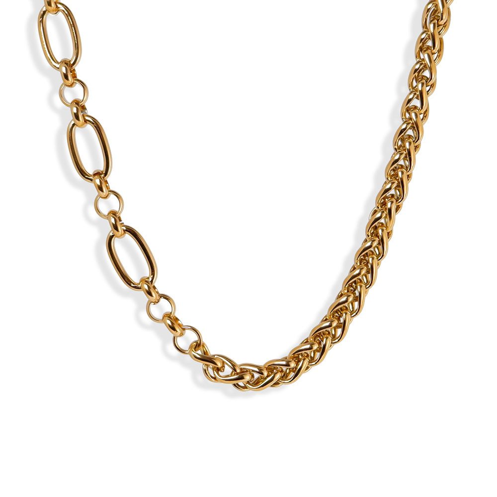 SHELAGO Gliederkette Edelstahl Duo Halskette Damen (1 Halskette, inkl. Schmuckverpackung), moderne Edelstahl Zopf- und Gliederkette, verstellbar mit Karabiner