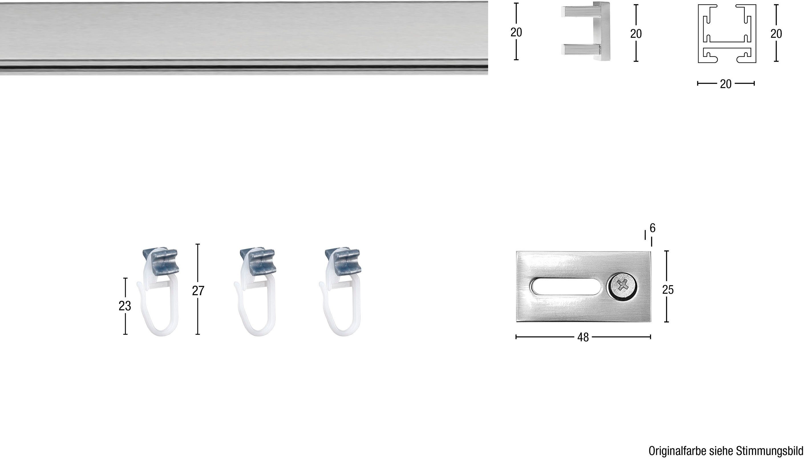 Bohren, GARESA, x 1-läufig, Gardinenstange 20 mit verschraubt, 20 mm Quadratprofil Nora,