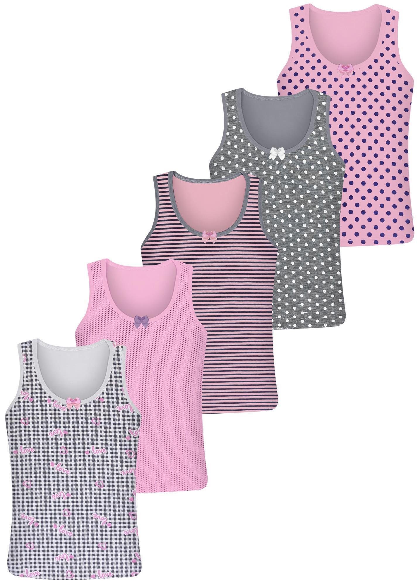 LOREZA Unterhemd 5 Kinder Mädchen Unterhemden Unterwäsche Tank Baumwolle 92-170 (Set, 5-St., 5er-Pack)