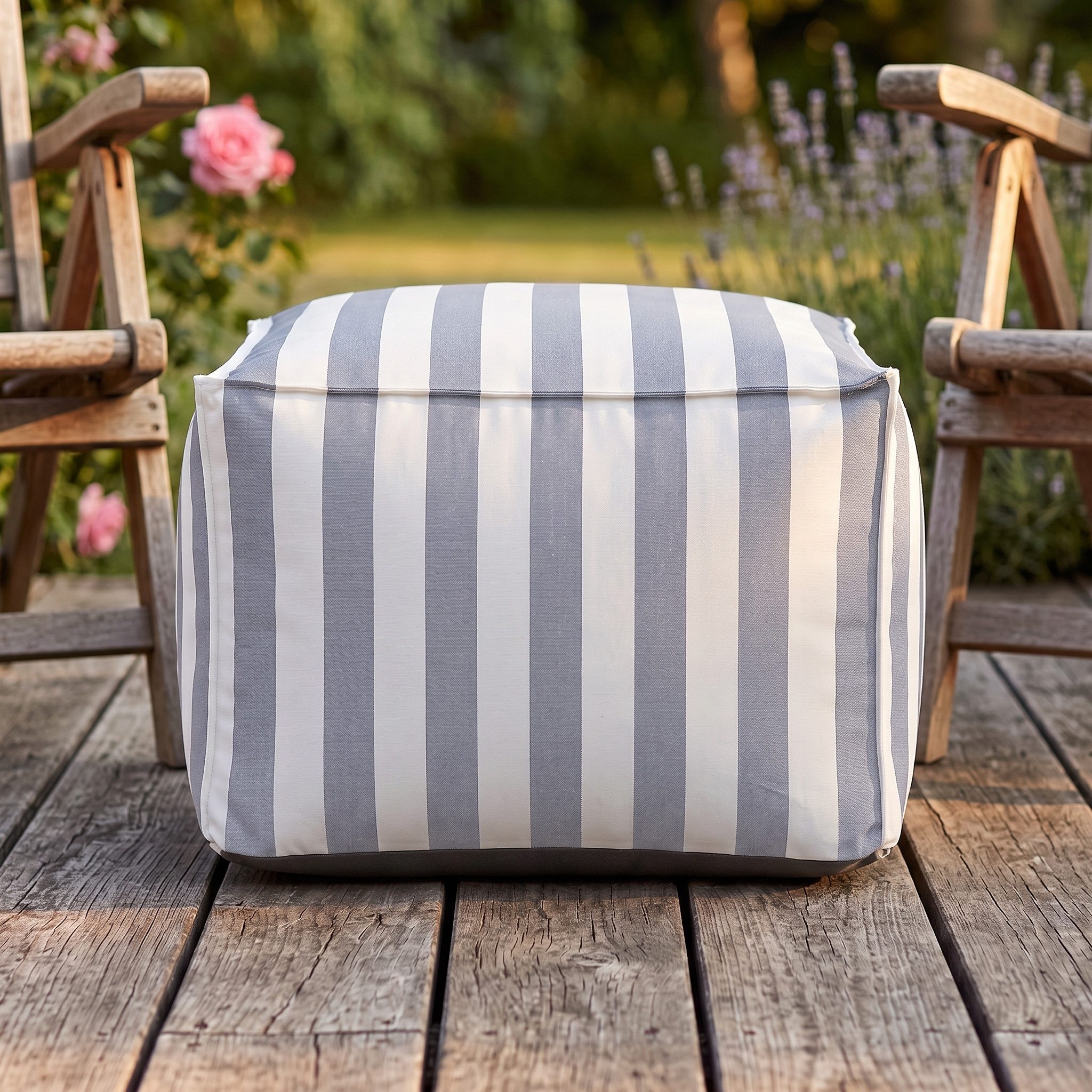 Muffo Sitzsack SOFT Outdoor Pouf für Garten, Balkon & Terrasse (Pouf Sitzsack), wasserabweisend, wetterbeständig, UV-beständig, Outdoor-geeignet