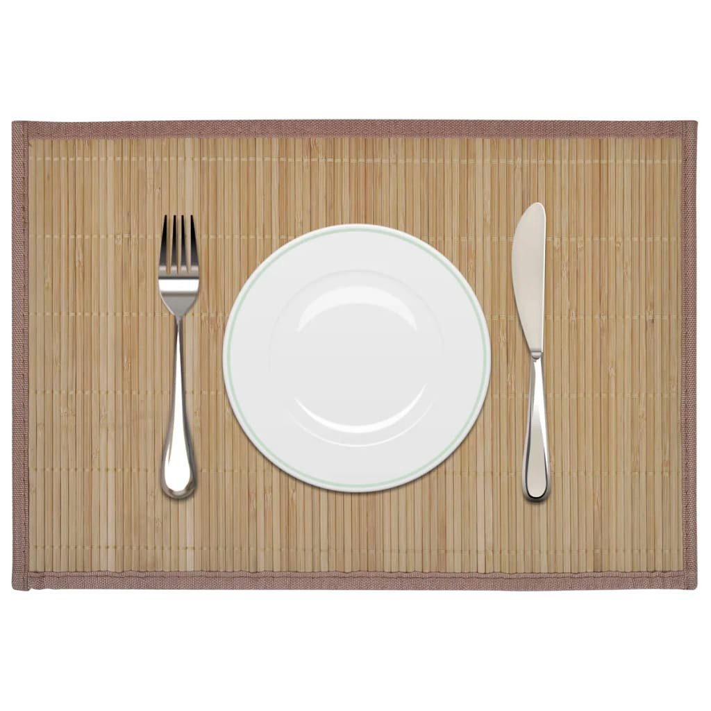furnicato Platzset Bambus Tischsets 30 x 45 cm Braun, 6er Set, (1-St), Rutschfeste Platzdeckchen mit Polyester-Mullunterseite für den Tisch