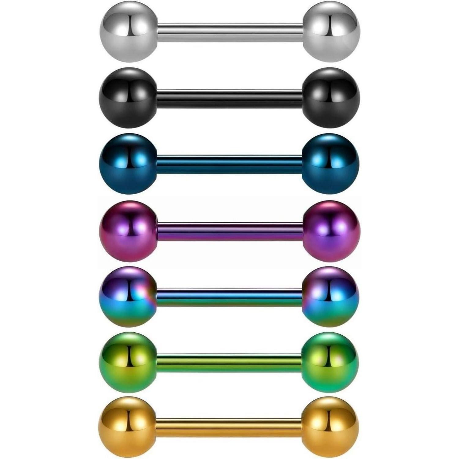vcmart Brustwarzenpiercing Zungenpiercing Chirurgenstahl Barbell Stablänge 12/14/16/18mm