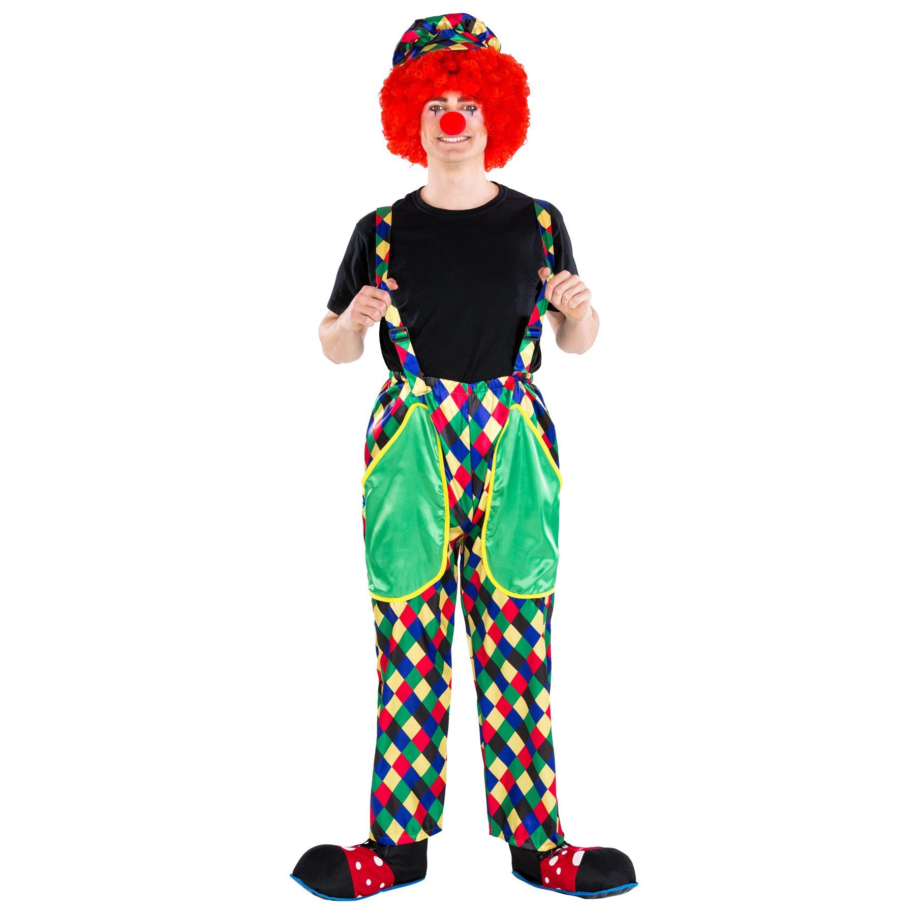 dressforfun Clown-Kostüm Herrenkostüm Clown August, Glänzende, bunte Latzhose
