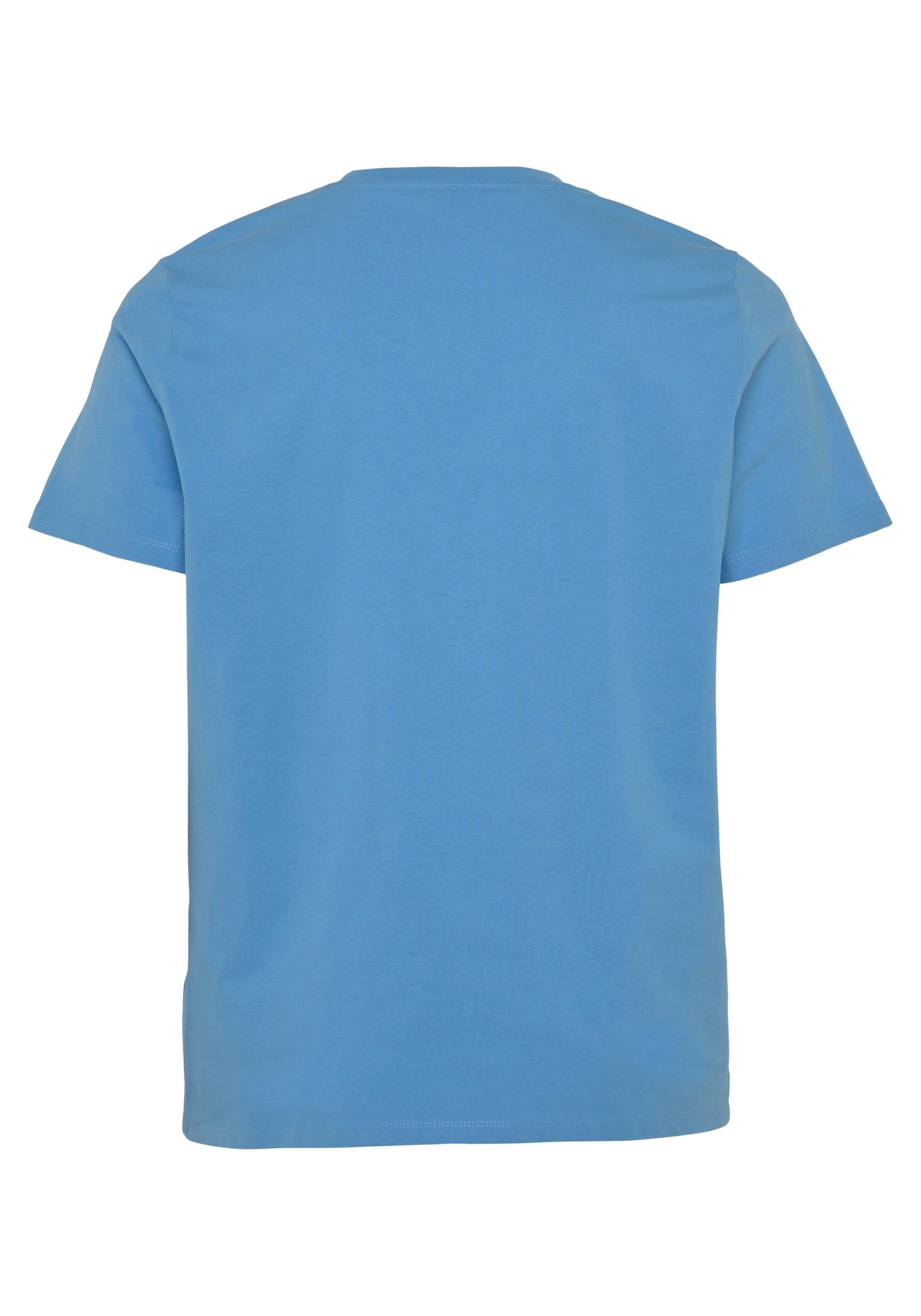 TEE PLUS C-NK SS auf Hilfiger Curve REGULAR der Tommy Hilfiger Tommy CRV Front HILFIGER CURVE,mit (1-tlg) blau SIZE Logo-Stickerei T-Shirt