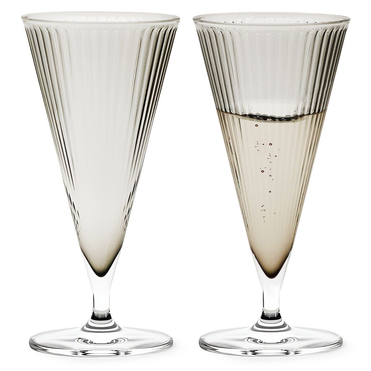 Rosendahl Sektglas / Champagnerglas Grand Cru Nouveau Smoke (Grau) 20 cl, 2er Set, 2-tlg., Glas, Aus mundgeblasenem Glas