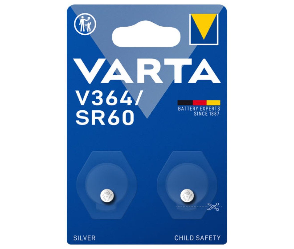 VARTA 2 Watch V 364 / SR60 Silver Oxide Uhrenbatterien im 2er Blister Batterie