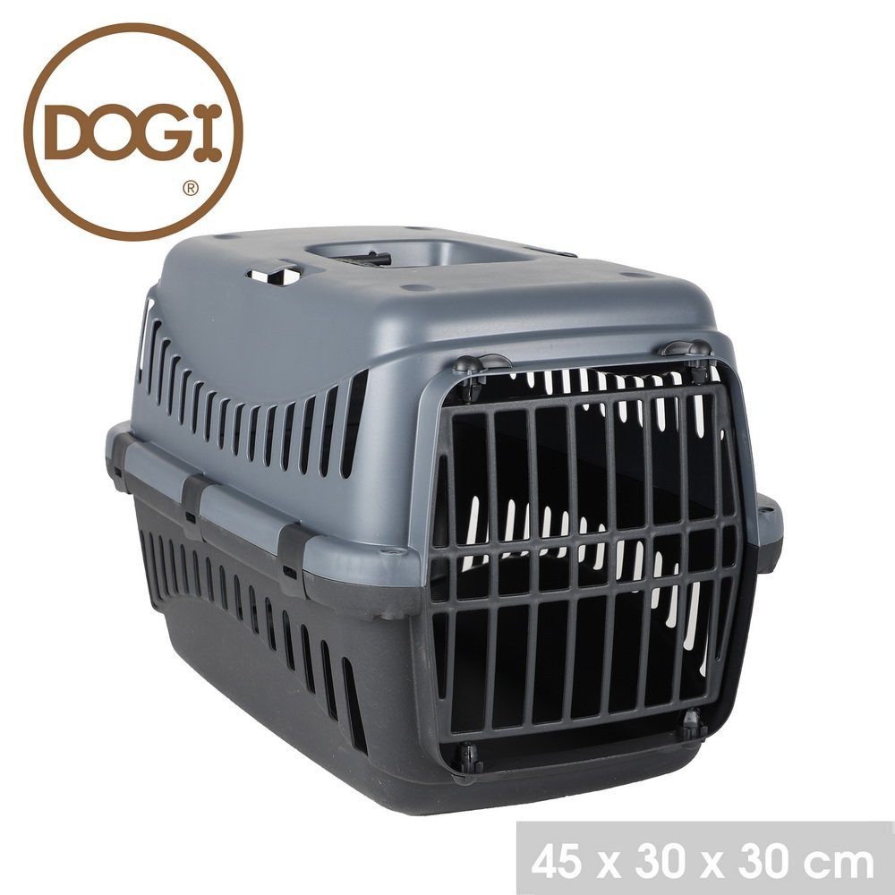 DOGI Hunde-Transportbox Hunde Katzen Box Haustier-Tragbox Hundebox, mit Gitterklappe/Tür vorne, mit Luftlöchern