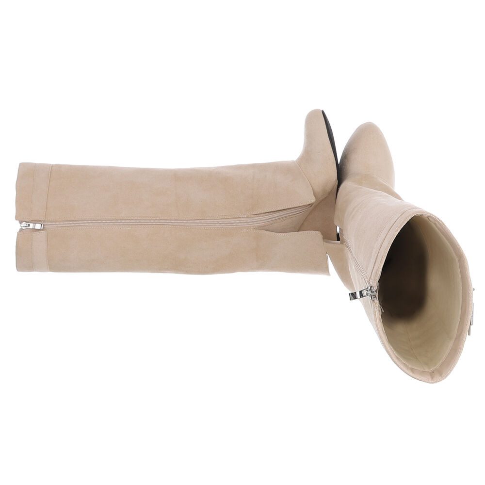 Ital-Design Elegante Überknie-Stiefel mit Komfort und modernem Design Keilstiefel (90458216) Keilabsatz/Wedge Stiefel in Beige