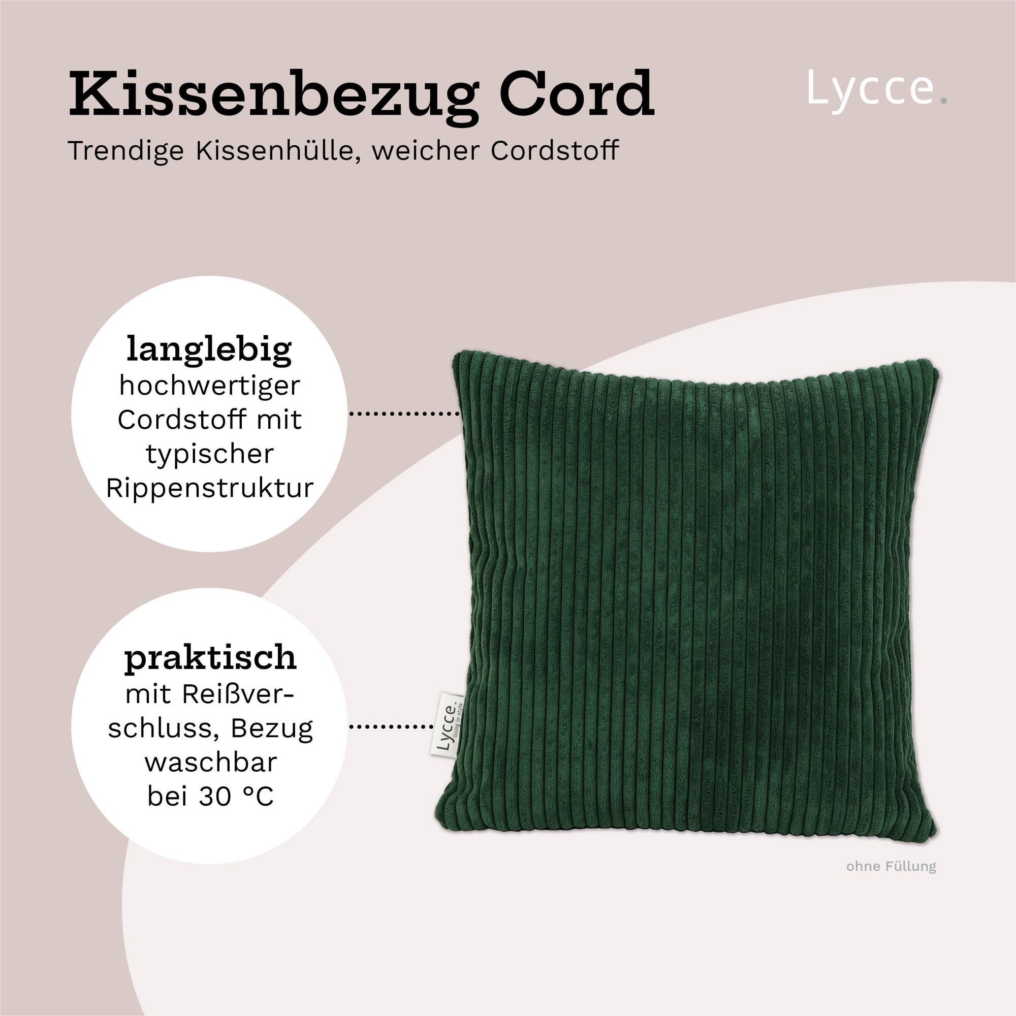 Lycce Dekokissen Kissenbezug 2er Set CORD Stoff (40 x 40 cm) mit Reißversch günstig online kaufen