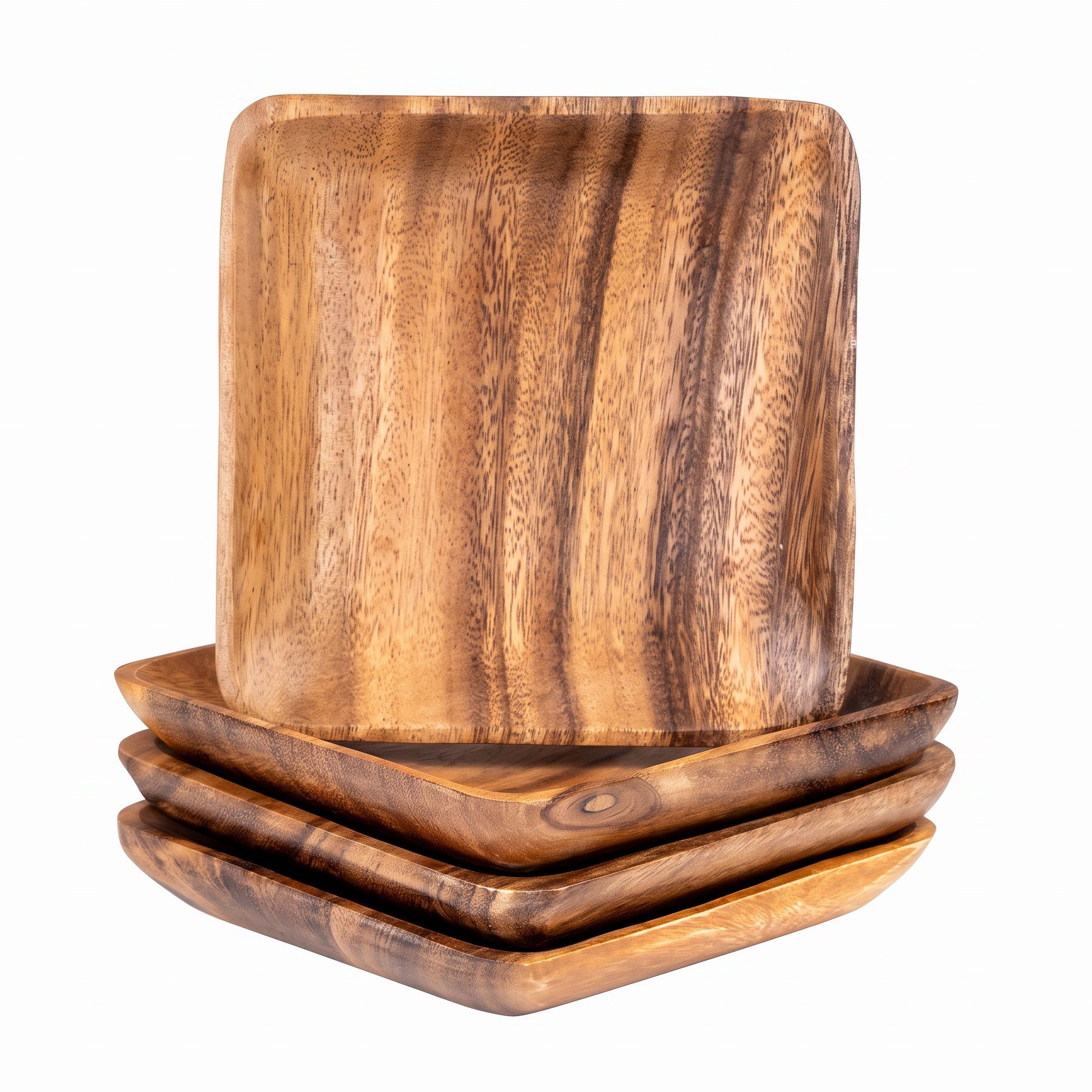 Levandeo® Teller, 4er Set Teller Akazienholz 15x15cm Holzschale Dipschale Quadratisch