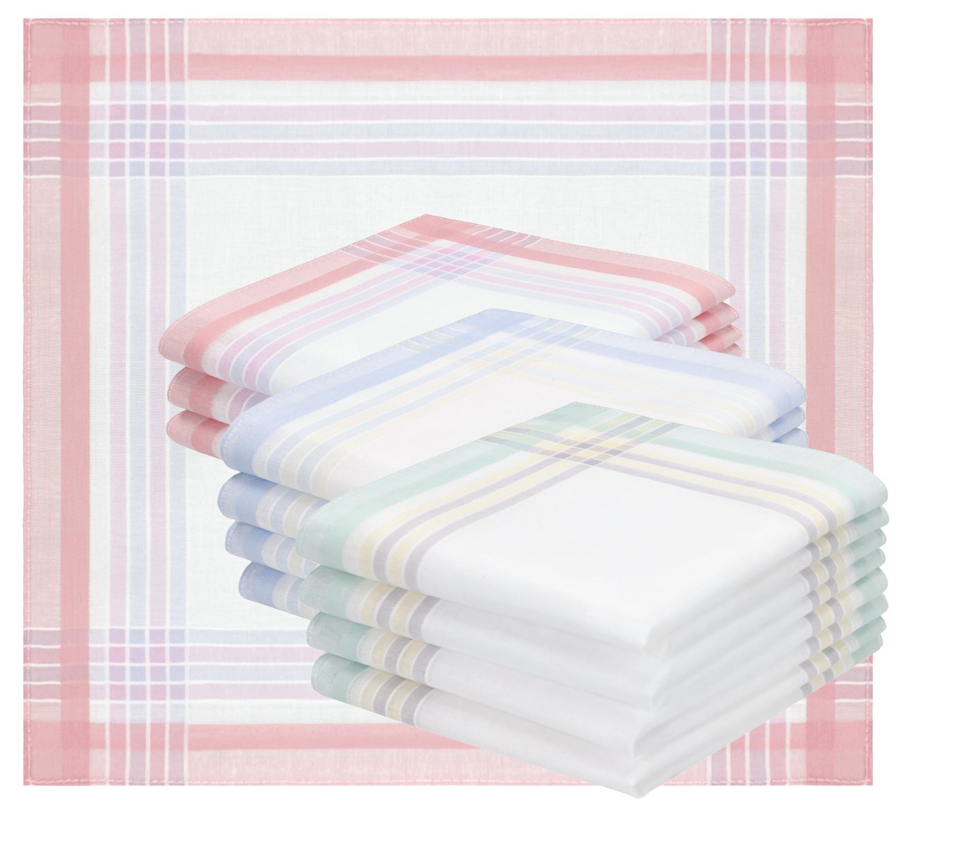 Betz Taschentuch 12er Damen Stoff Taschentücher Set Emma Größe ca. 28x28 cm, (12 Teile, 12-St. 12 Taschentücher)