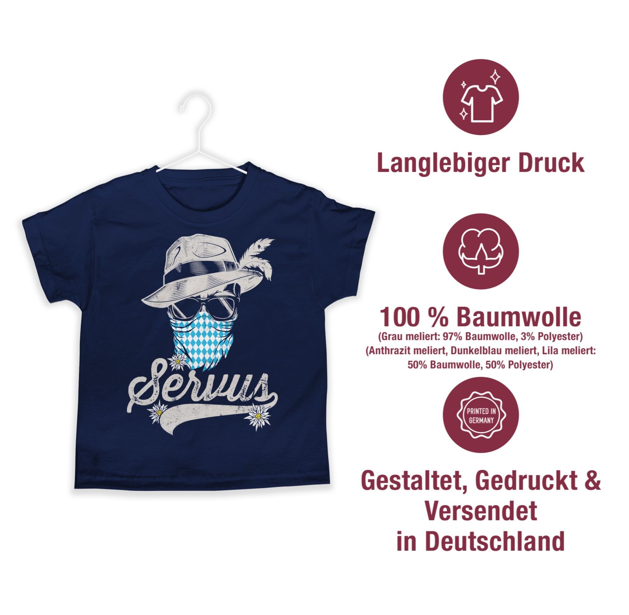 Dunkelblau Bayern Shirtracer Bavaria Kinder für Oktoberfest Bayrisch T-Shirt Outfit Trachten Totenkopf Mode Servus Edelweiß Tirol 02