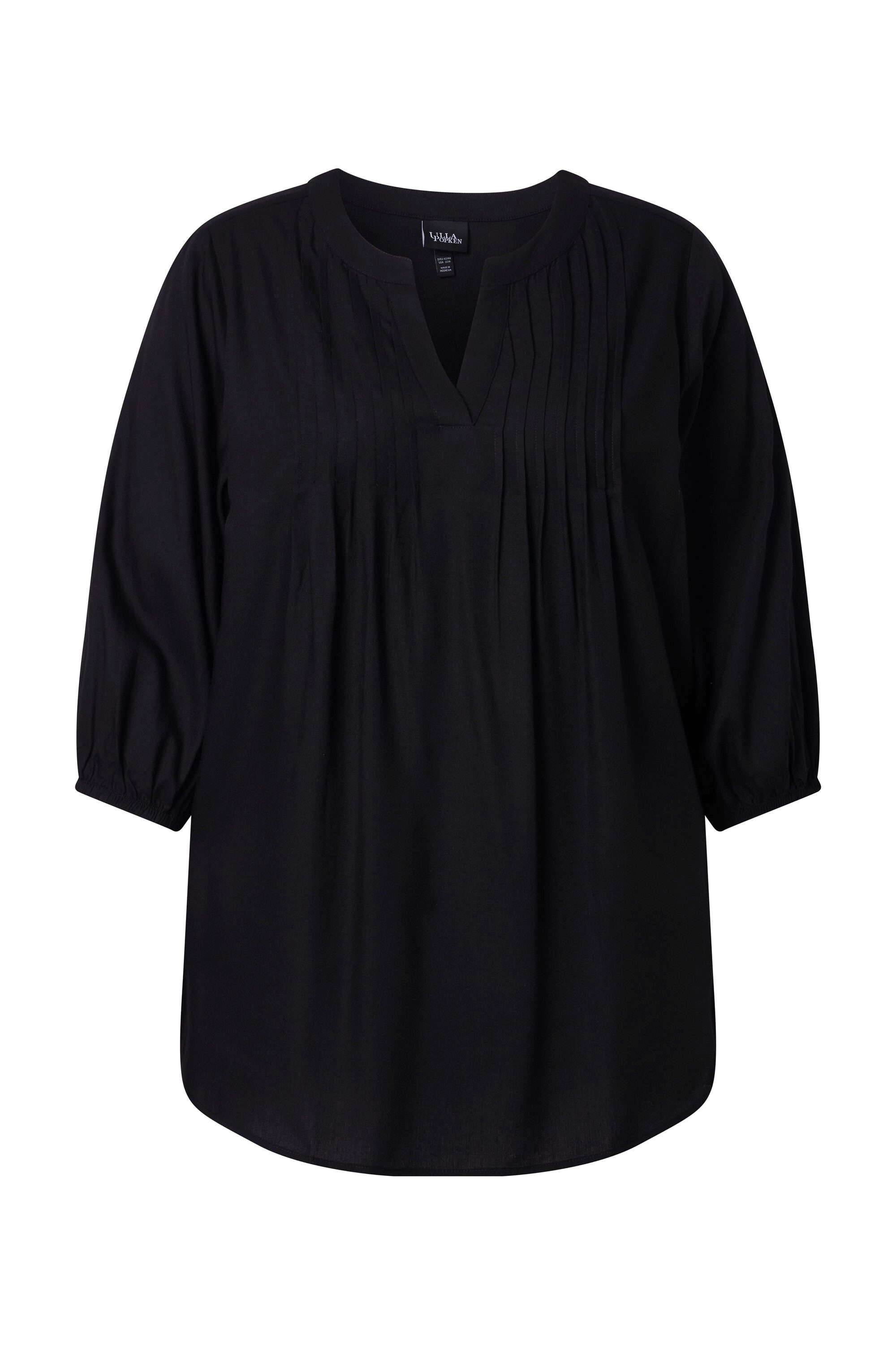 Ulla Popken Tunika Bluse Biesen Tunika-Ausschnitt 3/4-Ballonarm günstig online kaufen