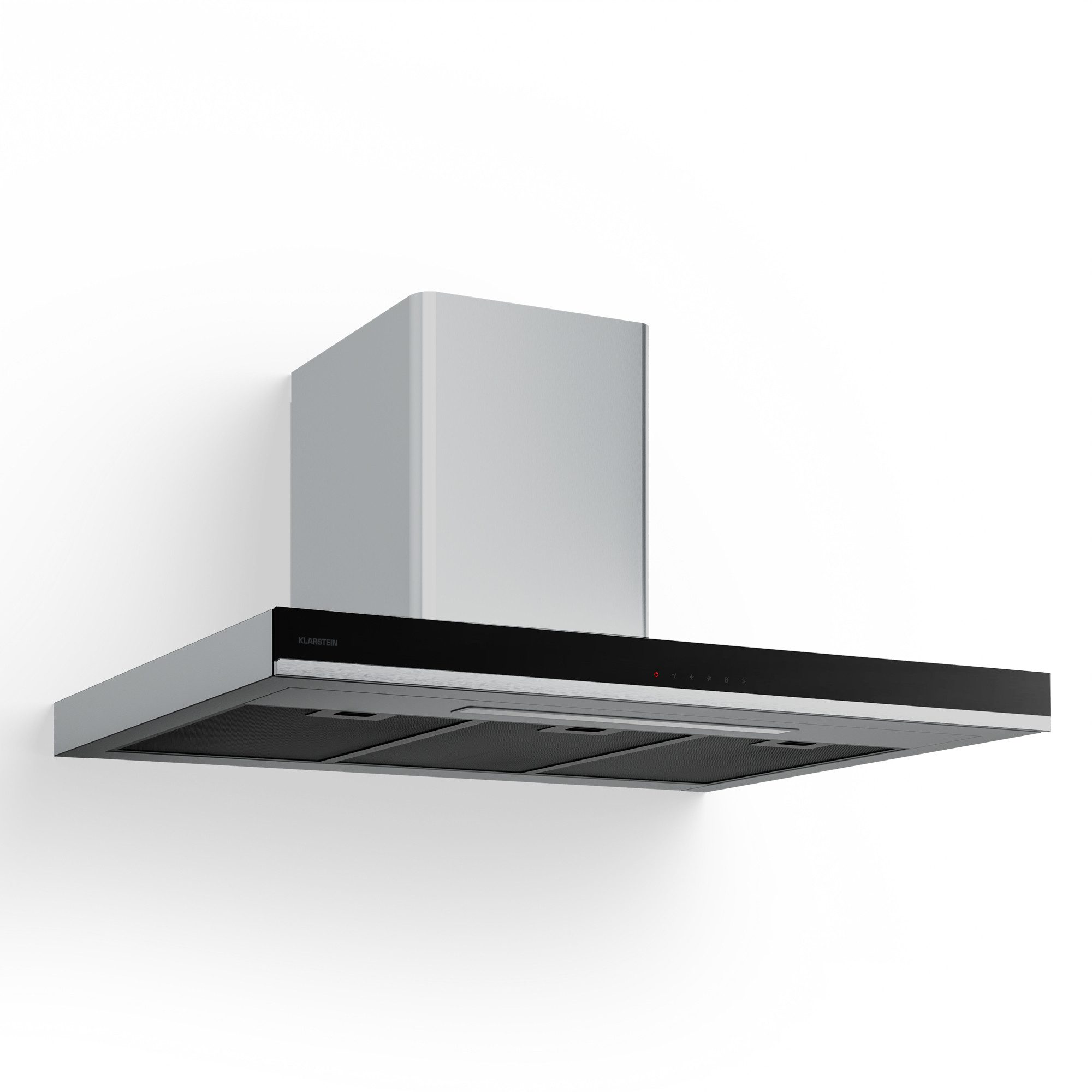Klarstein Deckenhaube VeroSteel Serie Verosteel Wandhaube 90 cm 881,6 m³/h A++ Touch LED Edelstahl Velaire VeroSteel, Dunstabzugshaube Wandhaube Umluft Abluft 881,6 m³/h für Küche