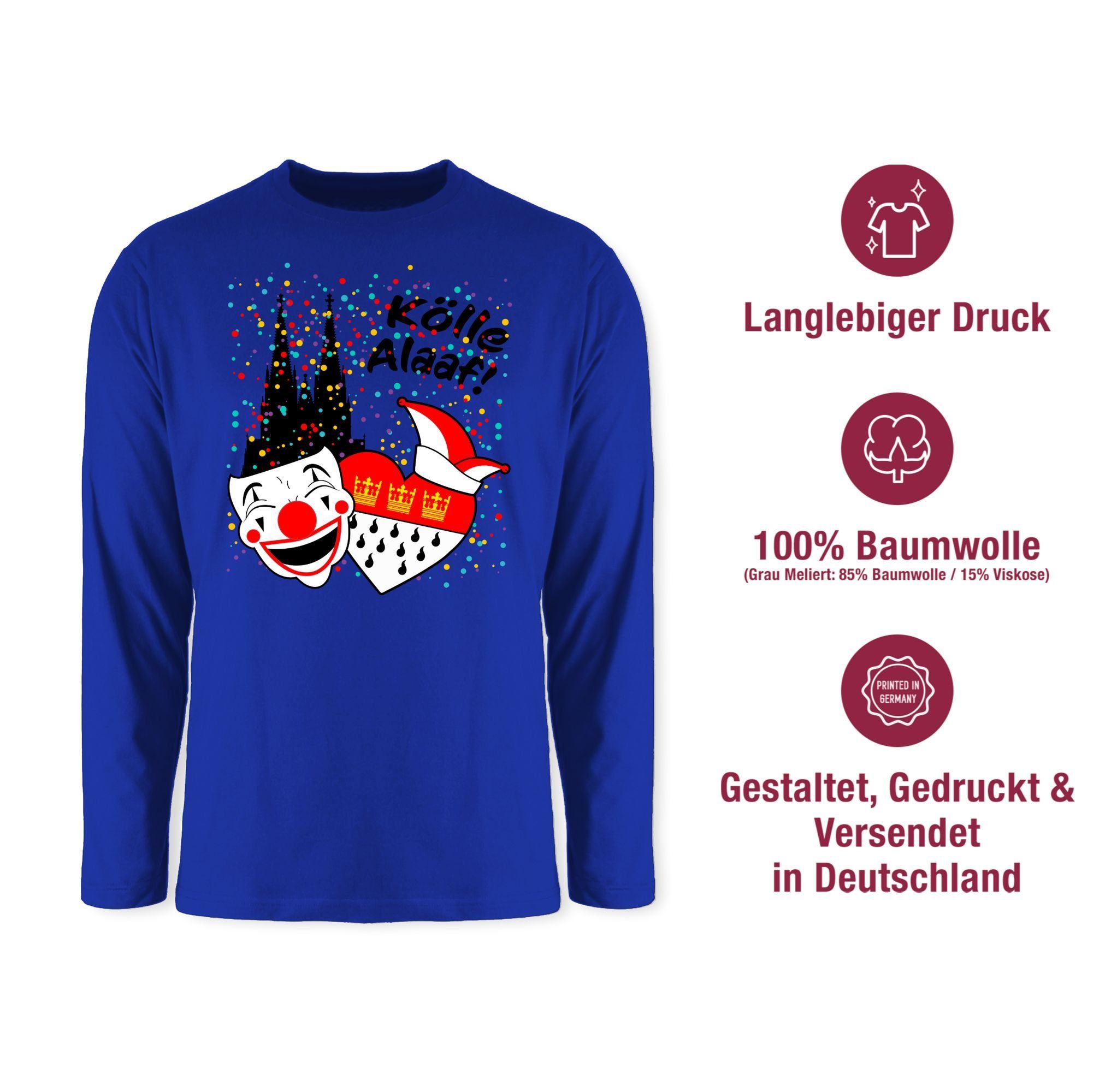 Shirtracer Rundhalsshirt Kölle Alaaf Kostüm Köln Karneval Wappen I Jeck Rut Wiees I Narren I Kö Karneval & Fasching