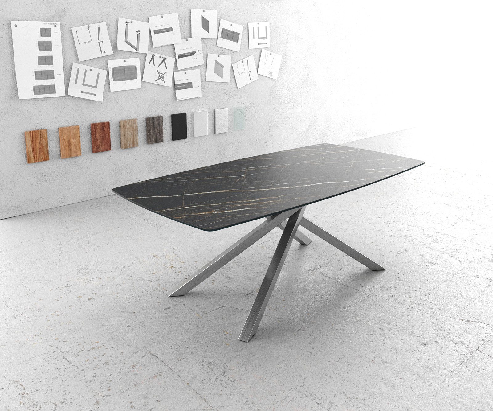 DELIFE Esstisch Edge, Bootsform 200x100cm Laminam® günstig online kaufen