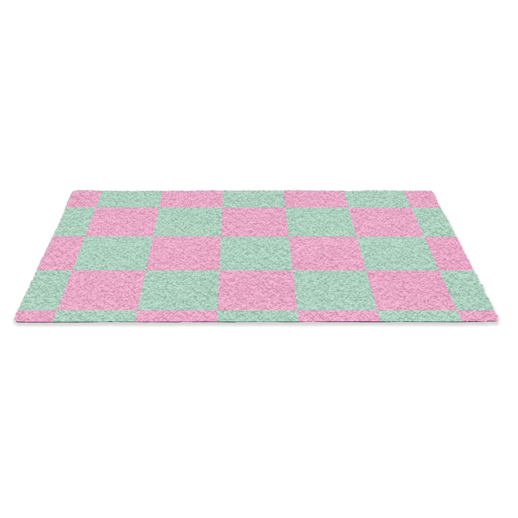 MuchoWow Fußmatte Schachbrettmuster - Grün - Rosa - Würfel, Rechteckig, inn günstig online kaufen