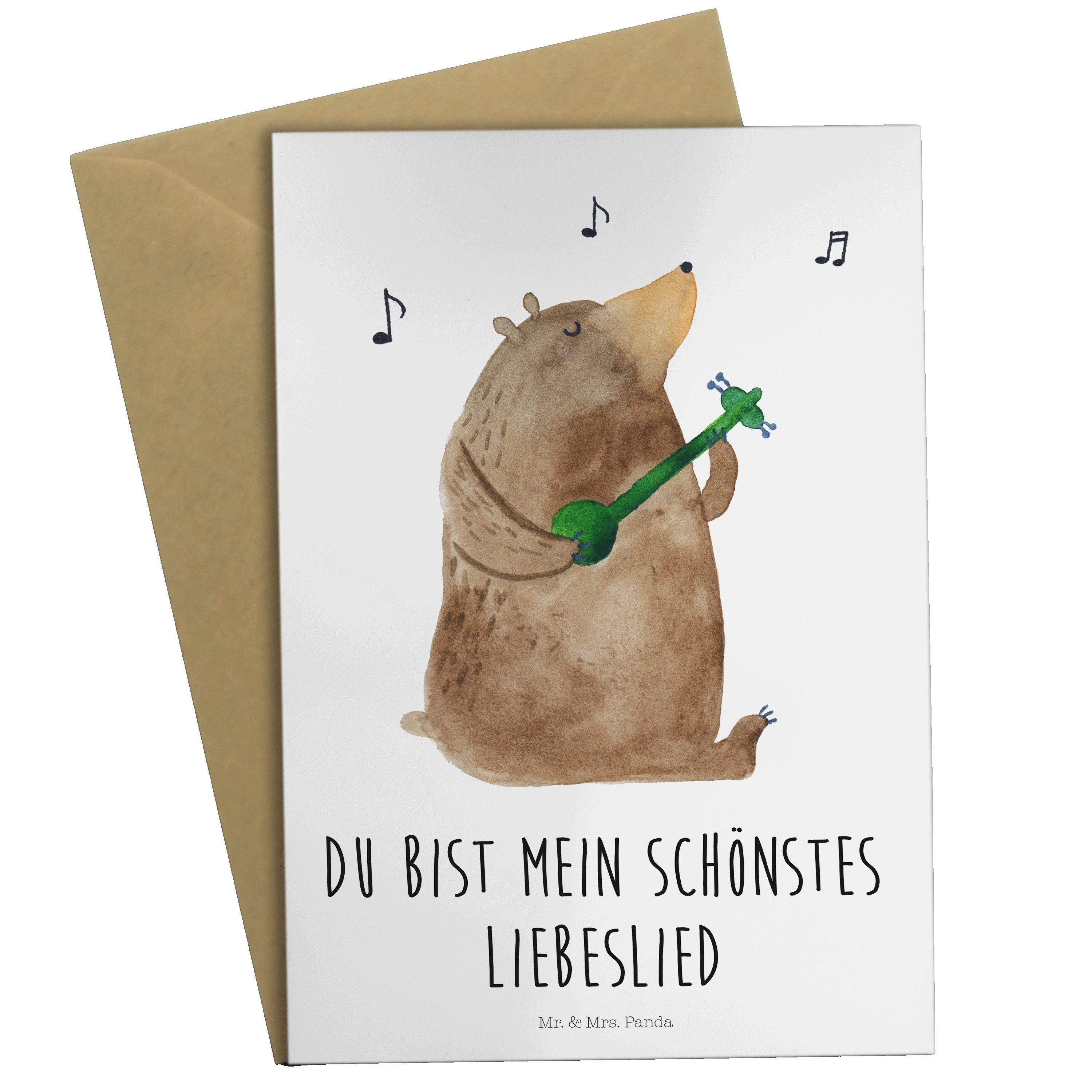 Lied Hochzeitskarte Panda - Mr. - Geschenk, Teddy, Mrs. Frau, Grußkarte Klappkarte, Bär & Weiß