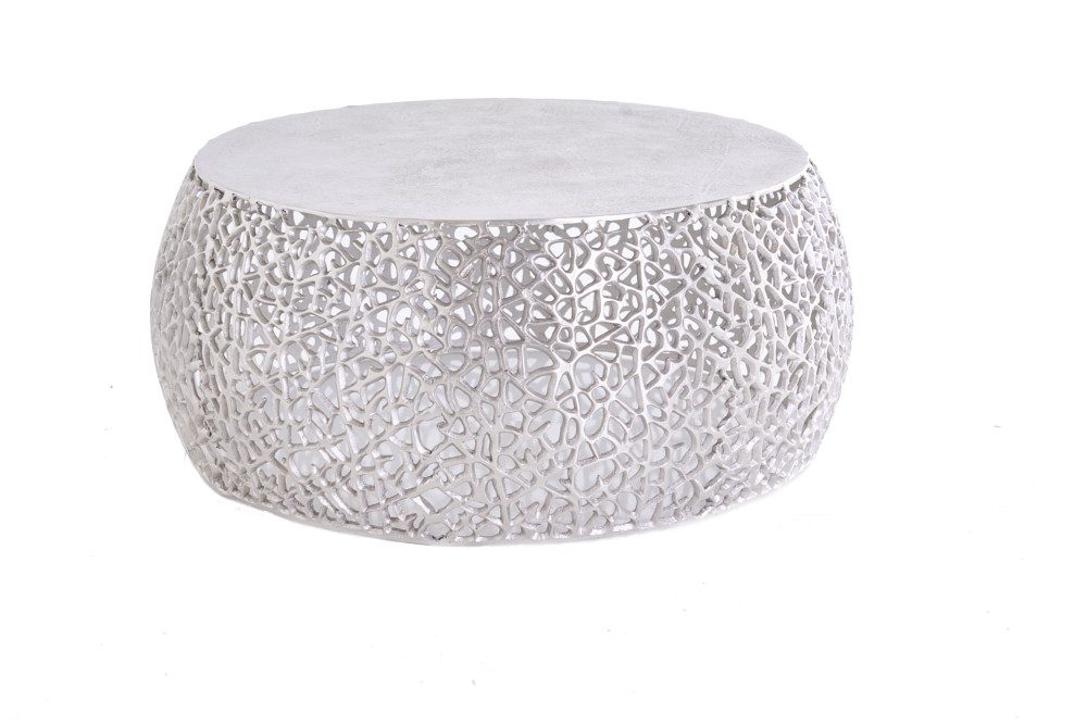 riess-ambiente Couchtisch ABSTRACT LEAF Ø75cm silber antik (Einzelartikel, 1-St), Wohnzimmer · Metall · rund · handmade · Modern Design