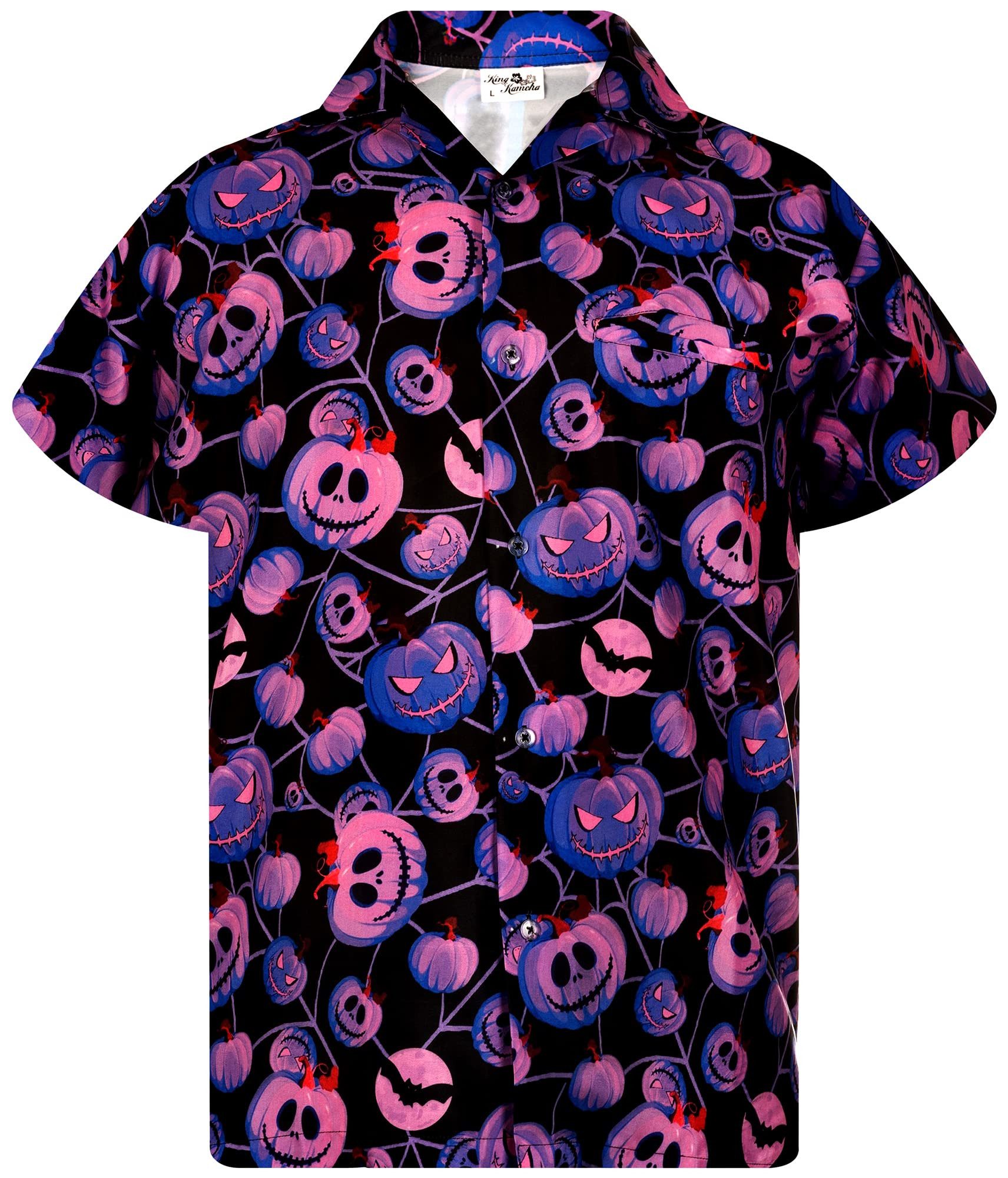 King Kameha Hawaiihemd Halloween Pumpkin Web Funky Hawaii-Hemd Kurzarm Fron günstig online kaufen