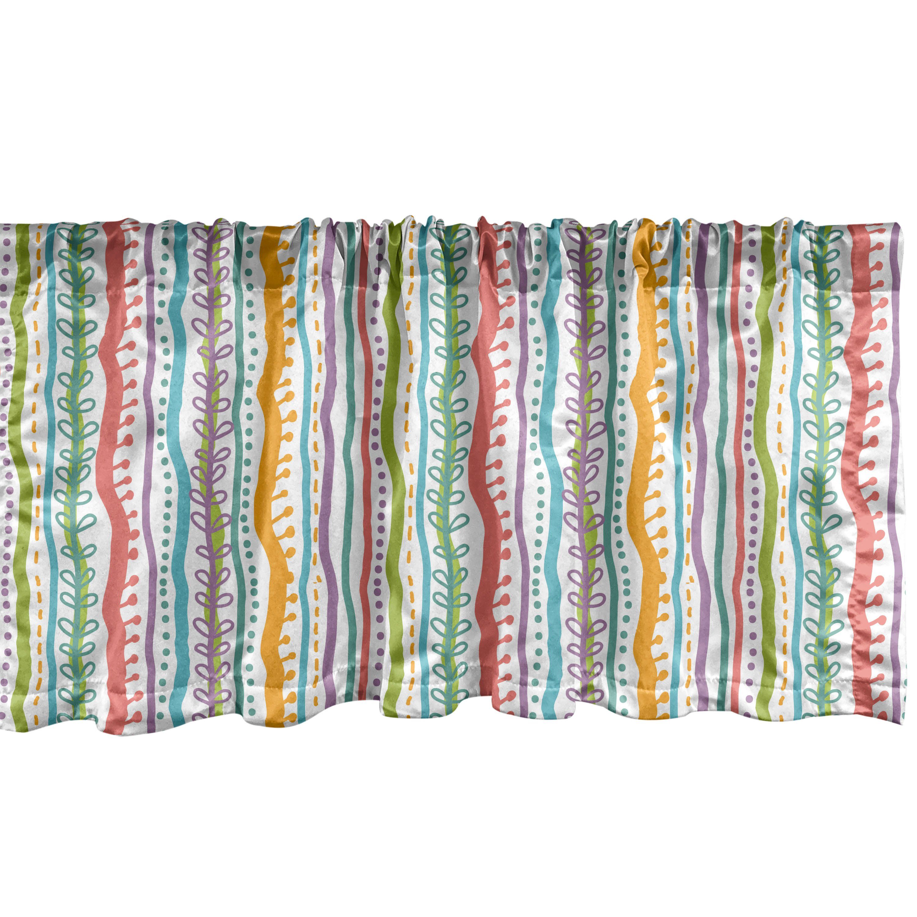 Scheibengardine Vorhang Volant für Küche Schlafzimmer Dekor mit Stangentasche, Abakuhaus, Microfaser, Abstrakt Vertikale Linien wirbeln