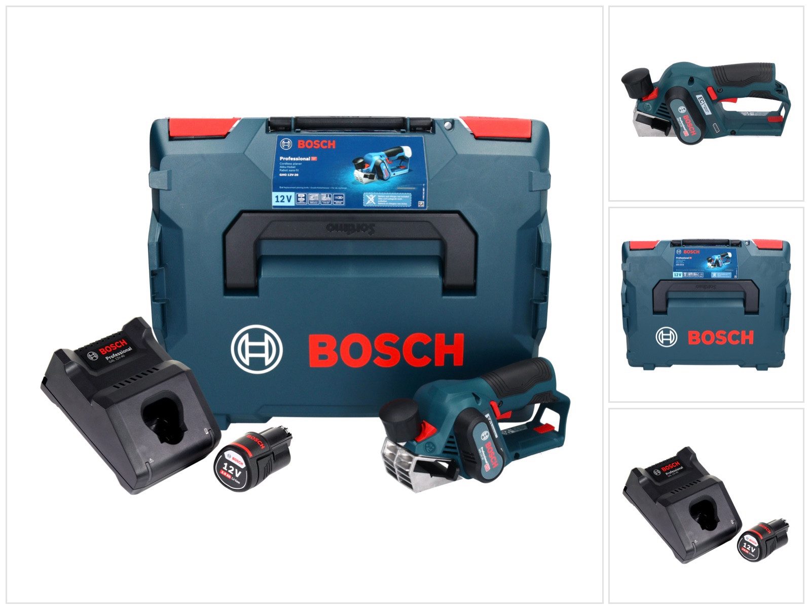 Bosch Professional Akku-Elektrohobel GHO 12V-20 Professional Akku Hobel 12 V Brushless + 1x Akku 3,0 Ah