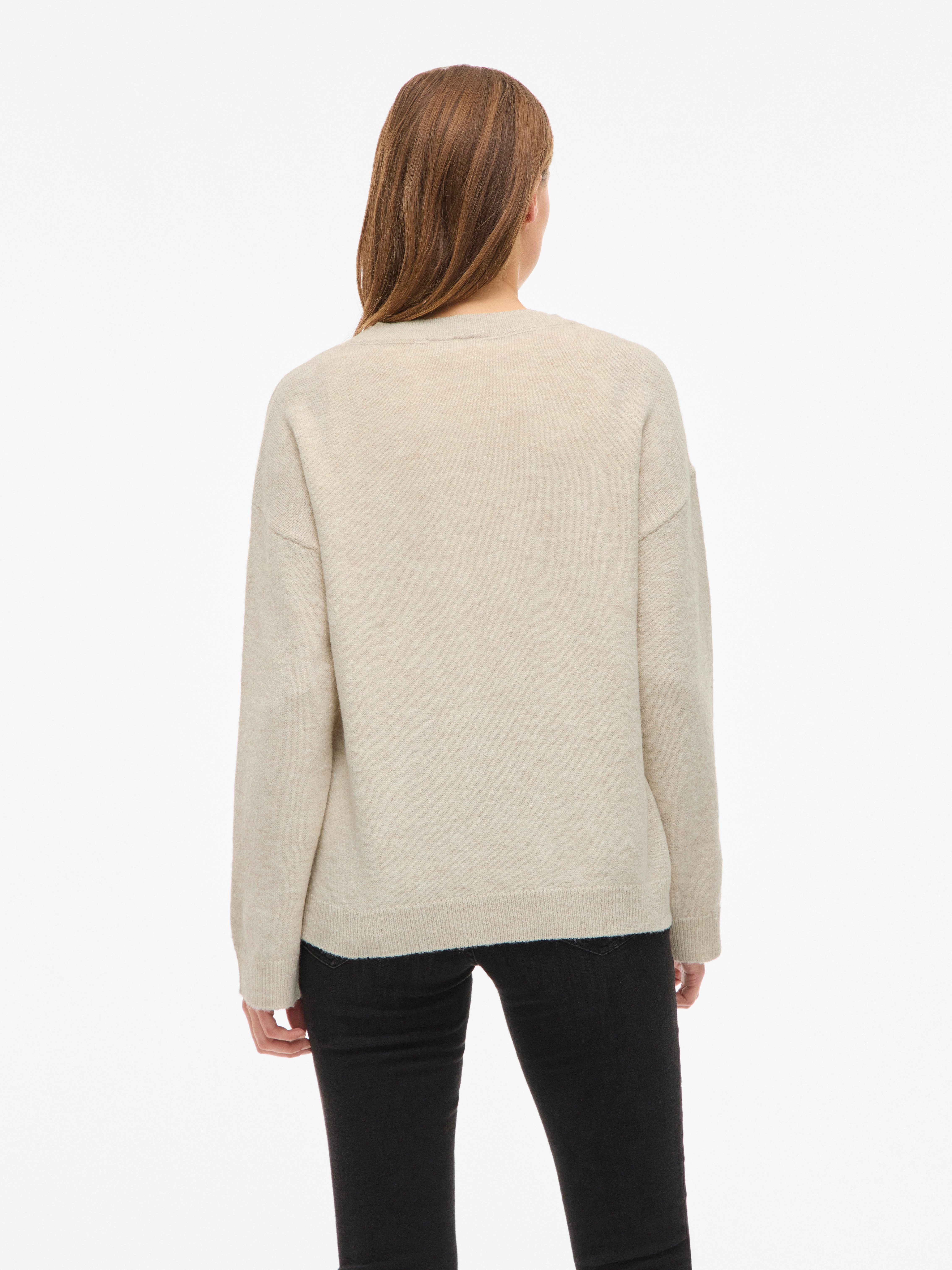 Vila Strickpullover VILIGA L/S O-NECK KNIT TOP - NOOS Materialmix, relaxed fit