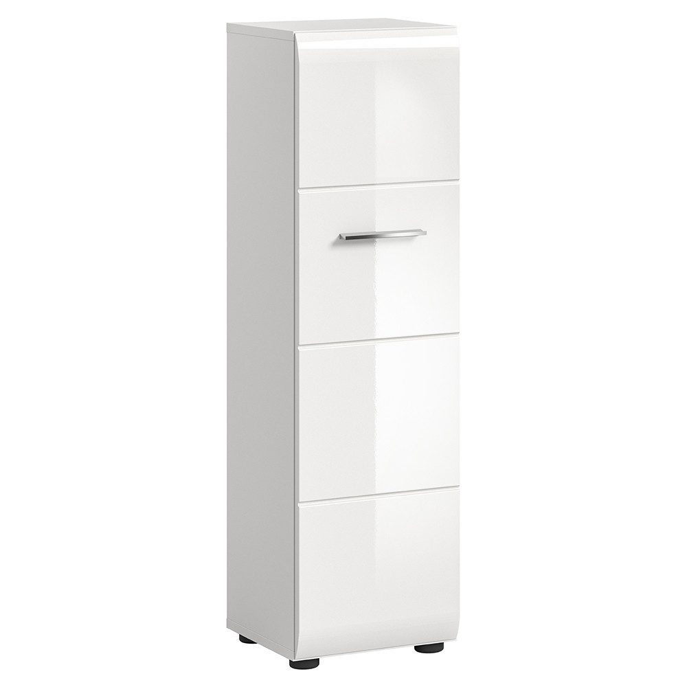 Lomadox Midischrank IGGESUND-158 30 cm Breit, weiß mit weiß Hochglanz, stehend/hängend montierbar