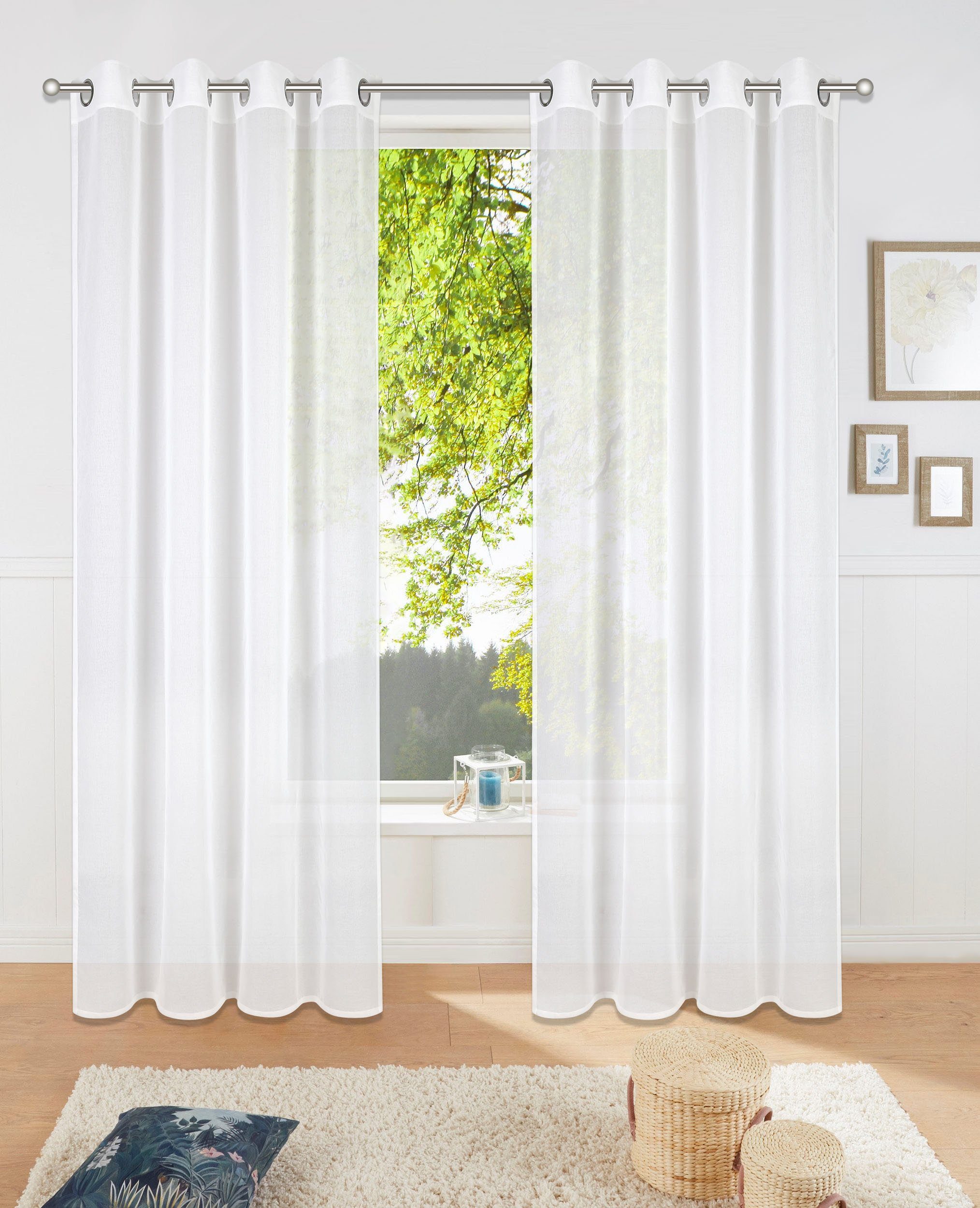 white Polyester home, St), transparent, Dolly, Gewebt, Transparent, my (1 Ösen Gardine