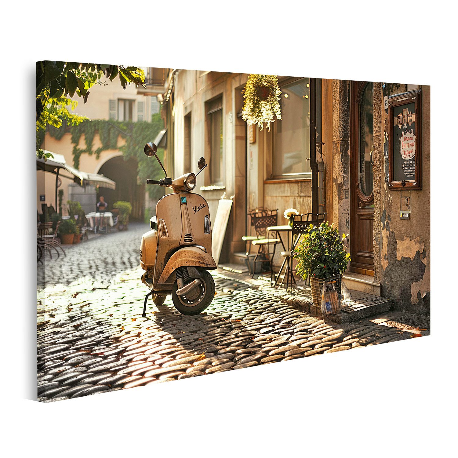 islandburner Leinwandbild, Vespa in einer malerischen europäischen Gasse