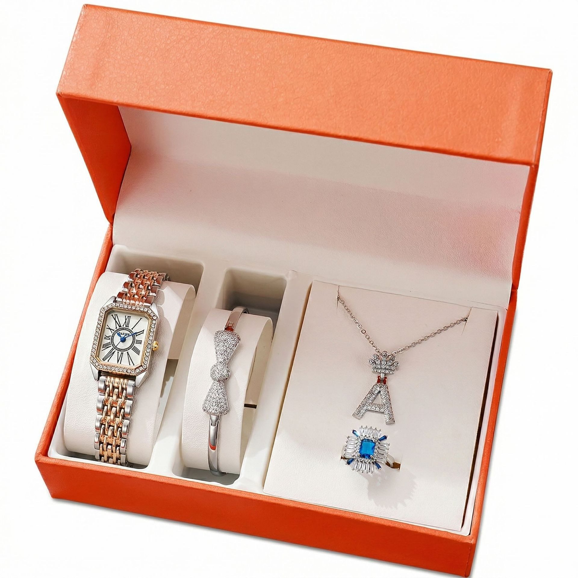 Quarzuhr Damen Geschenkset mit Quarzuhr & Schmuck Valentinstag Geschenk