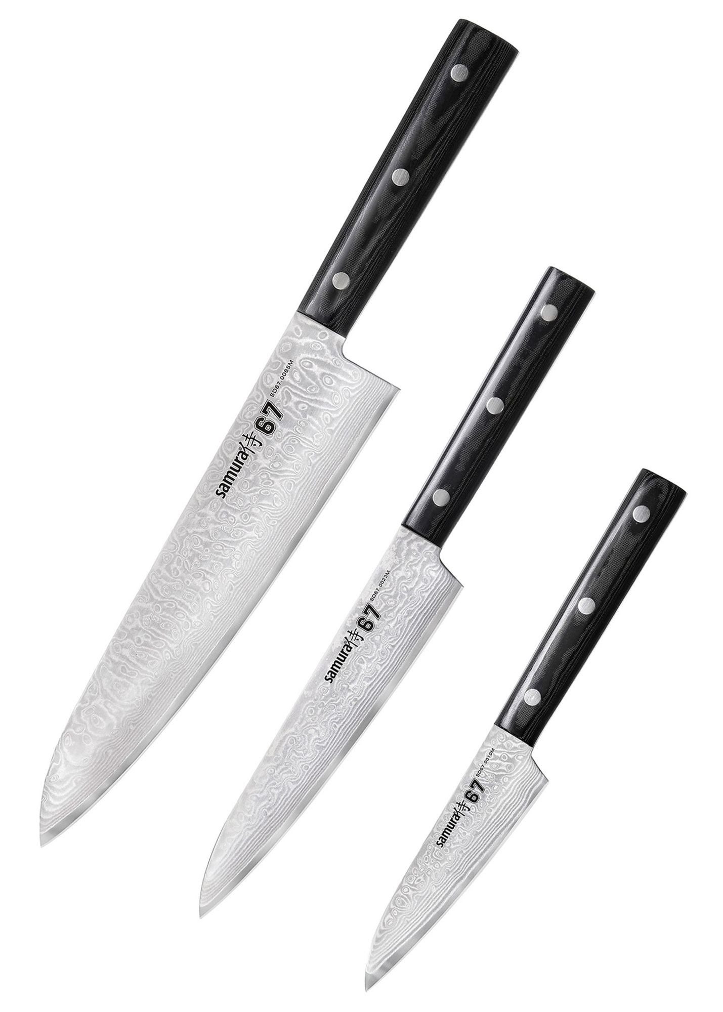 Kochmesser Samura DAMASCUS 67 Set aus 3 Küchenmessern