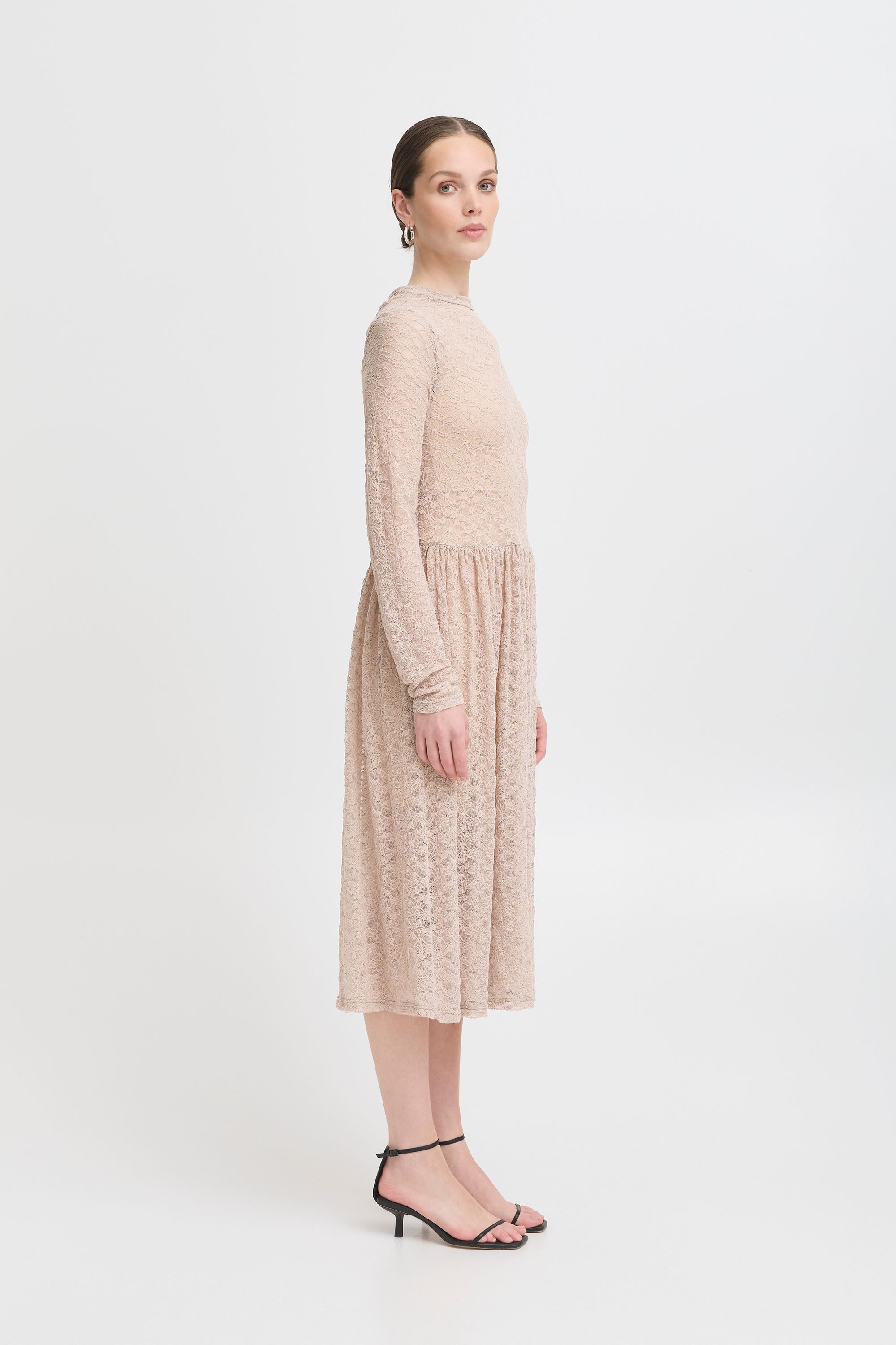 Ichi Midikleid IXLACEY elegantes Midikleid aus Spitze