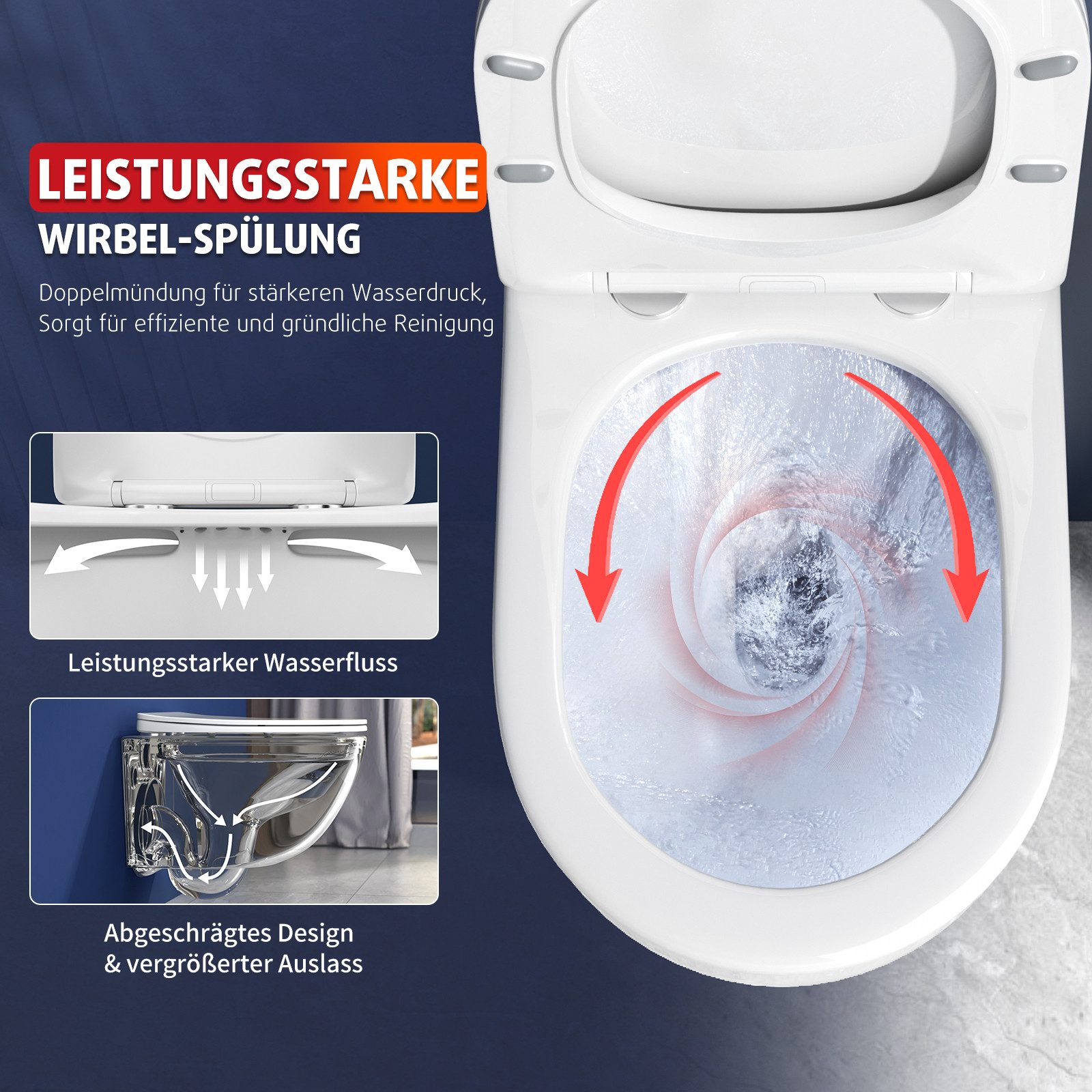 Rainsworth Flachspül-WC Hänge WC Spülrandlos Toilette 4.5/3L Inkl. 24 h Gra günstig online kaufen