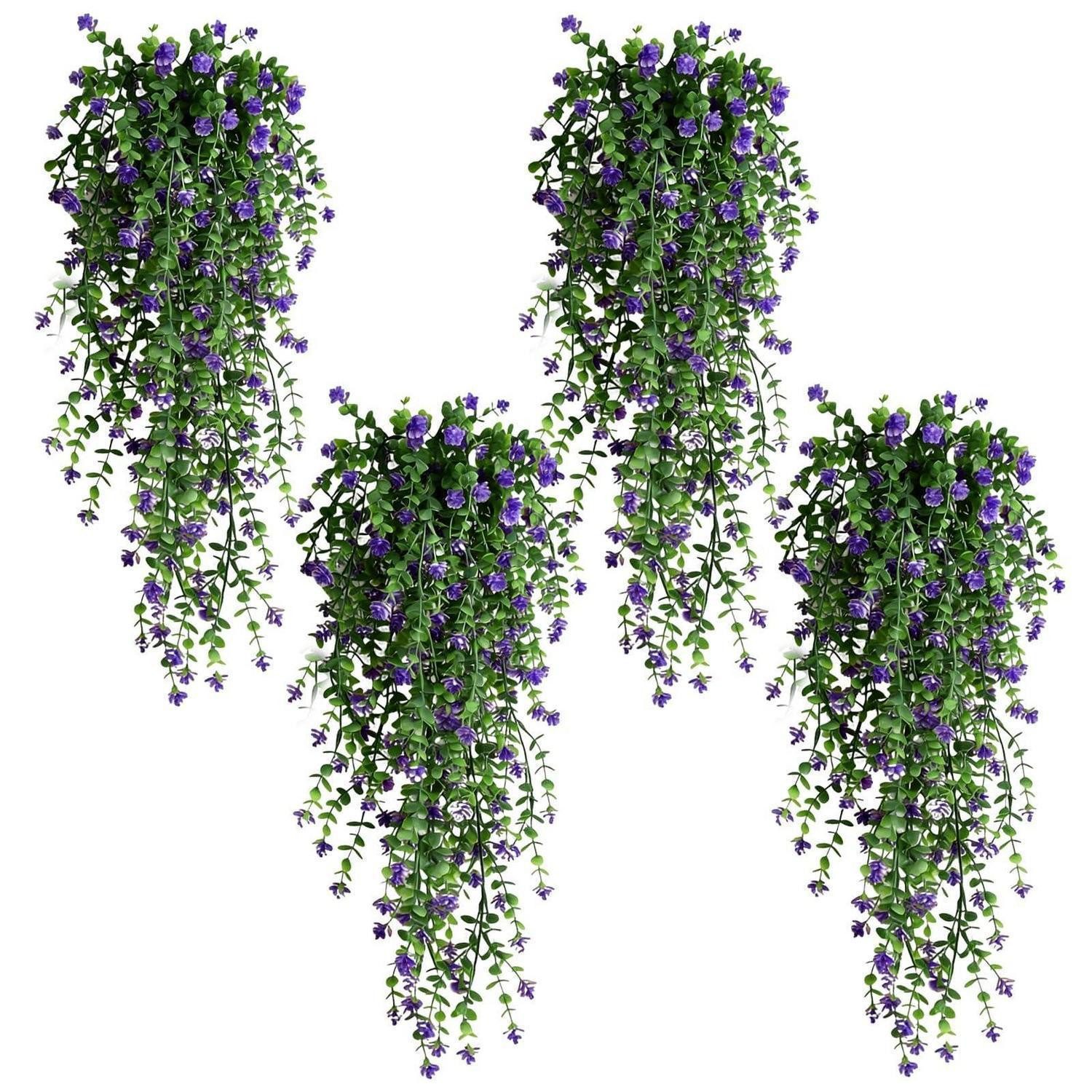 Kunstpflanze Künstliche Pflanzen Eukalyptus 4er Set Lila, LuxusKollektion, Höhe 1 cm