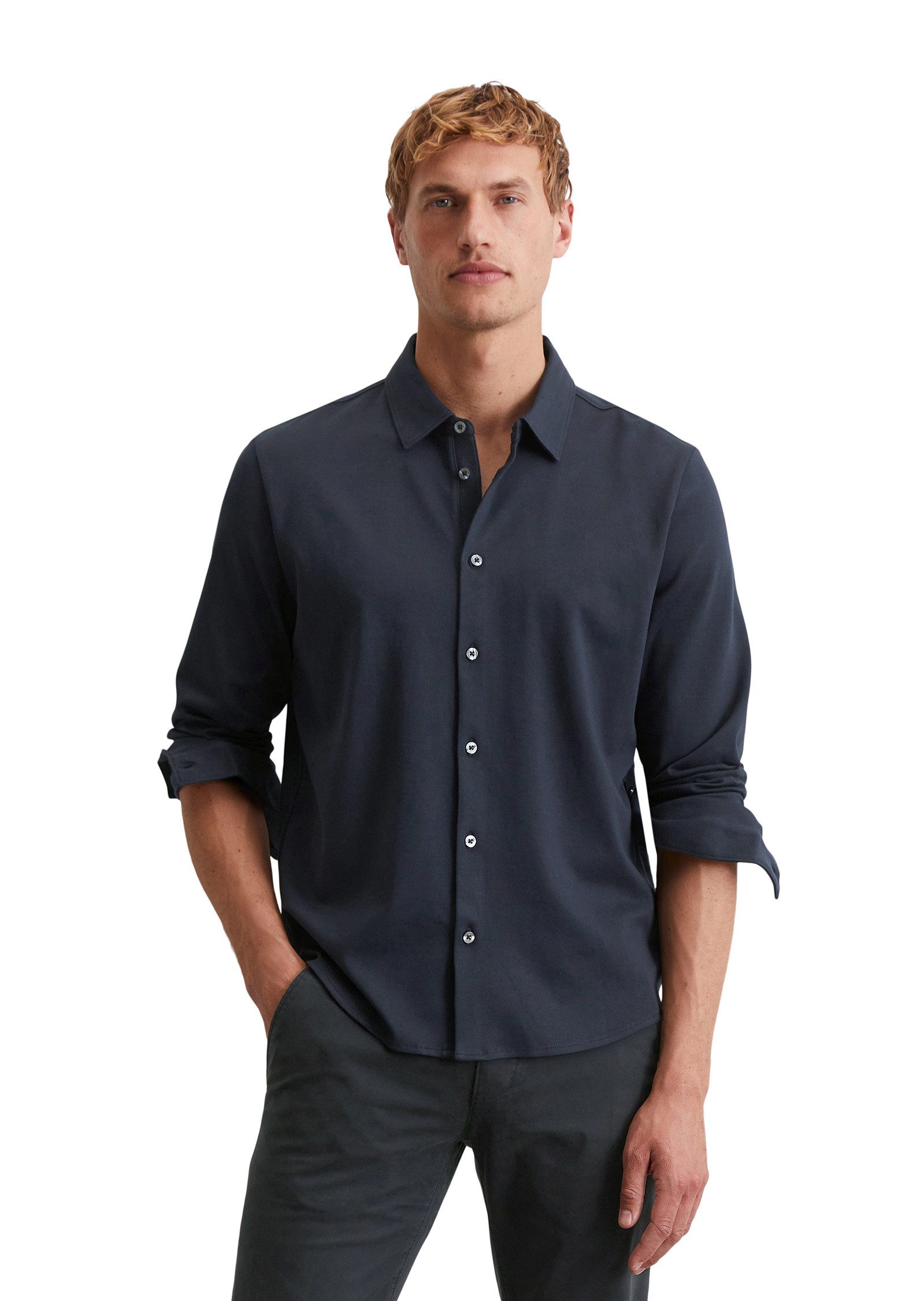 Marc O'Polo Langarm-Poloshirt aus weicher Bio-Baumwolle günstig online kaufen