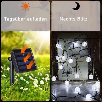 zggzerg LED Solarleuchte Solar Lichterkette Aussen, 60 LED 11M 8 Modi Solar Kristallkugeln