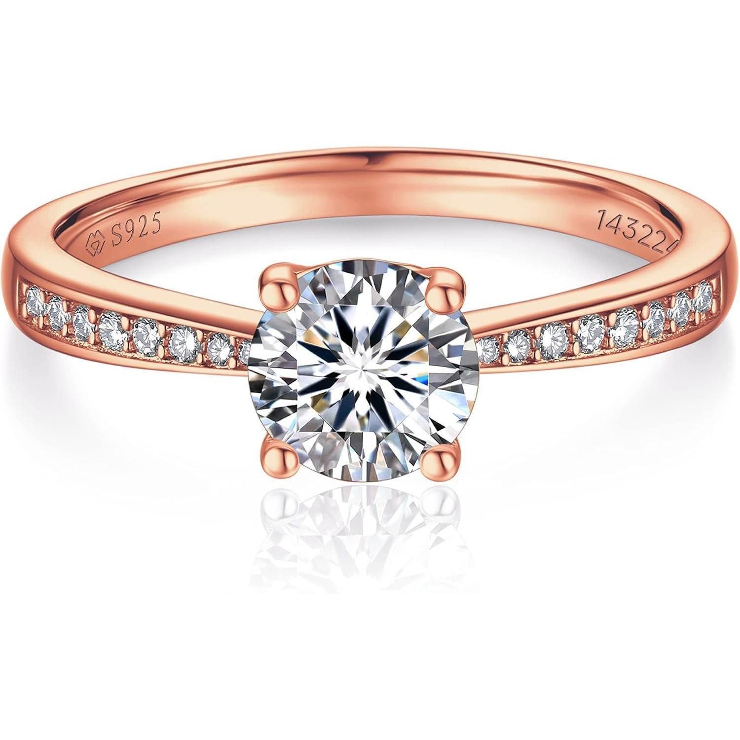 LuxusKollektion Verlobungsring Verlobungsring Damen 1 Karat Moissanite Diamant 925 Silber VVS1 D