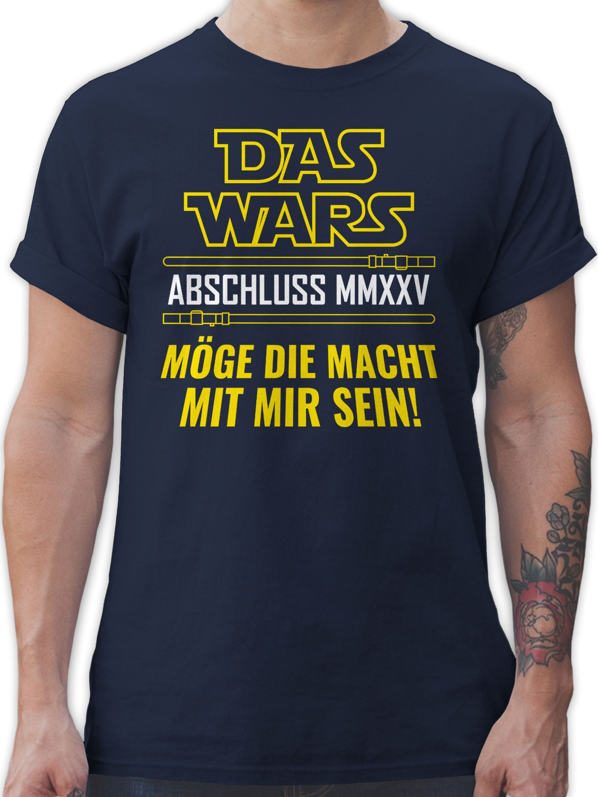 Maglietta Uomo "Das Wars Mit Der Arbeit, Möge Die Rente Mit Mir Sein" - Blu Navy, 100% Cotone, Girocollo